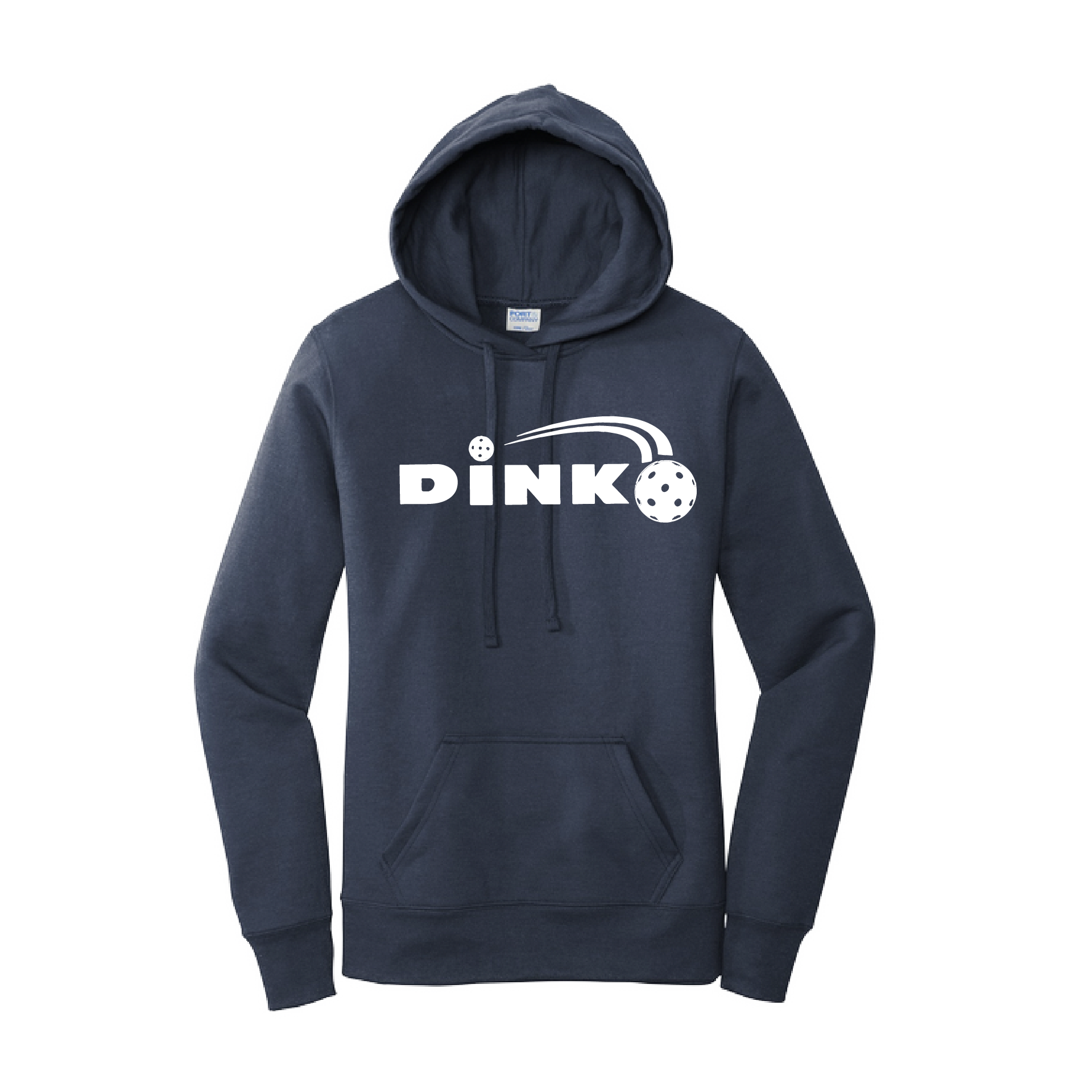 Pickleball Design: Dink  Women's Hooded Pullover Sweatshirt  Turn up the volume in this Women's Sweatshirts with its perfect mix of softness and attitude. Ultra soft lined inside with a lined hood also. This is fitted nicely for a women's figure. Front pouch pocket.
