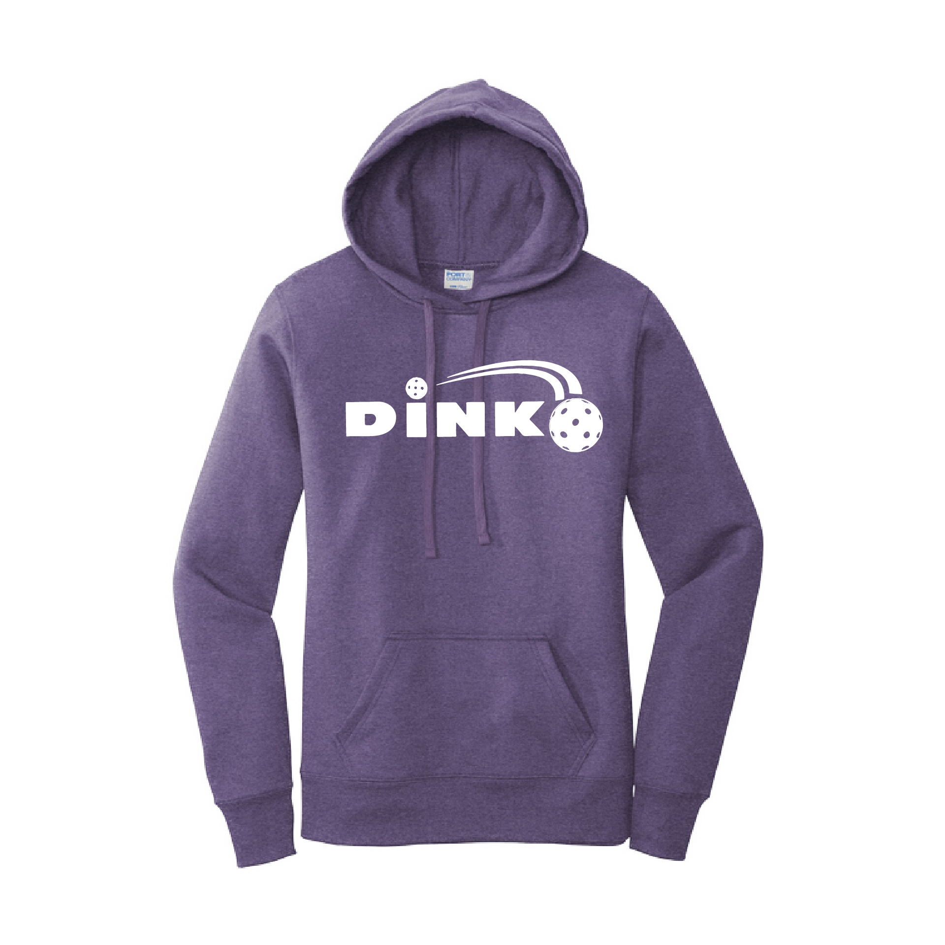 Pickleball Design: Dink  Women's Hooded Pullover Sweatshirt  Turn up the volume in this Women's Sweatshirts with its perfect mix of softness and attitude. Ultra soft lined inside with a lined hood also. This is fitted nicely for a women's figure. Front pouch pocket.