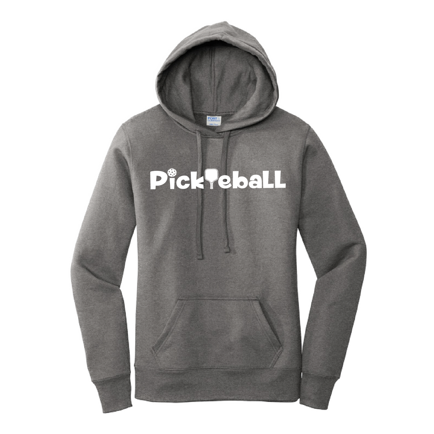 Pickleball Design: Pickleball Horizontal customizable location Women's Hooded pullover Sweatshirt  Turn up the volume in this Women's Sweatshirts with its perfect mix of softness and attitude.  Ultra soft lined inside with a lined hood also.  This is fitted nicely for a women's figure.  Front pouch pocket.