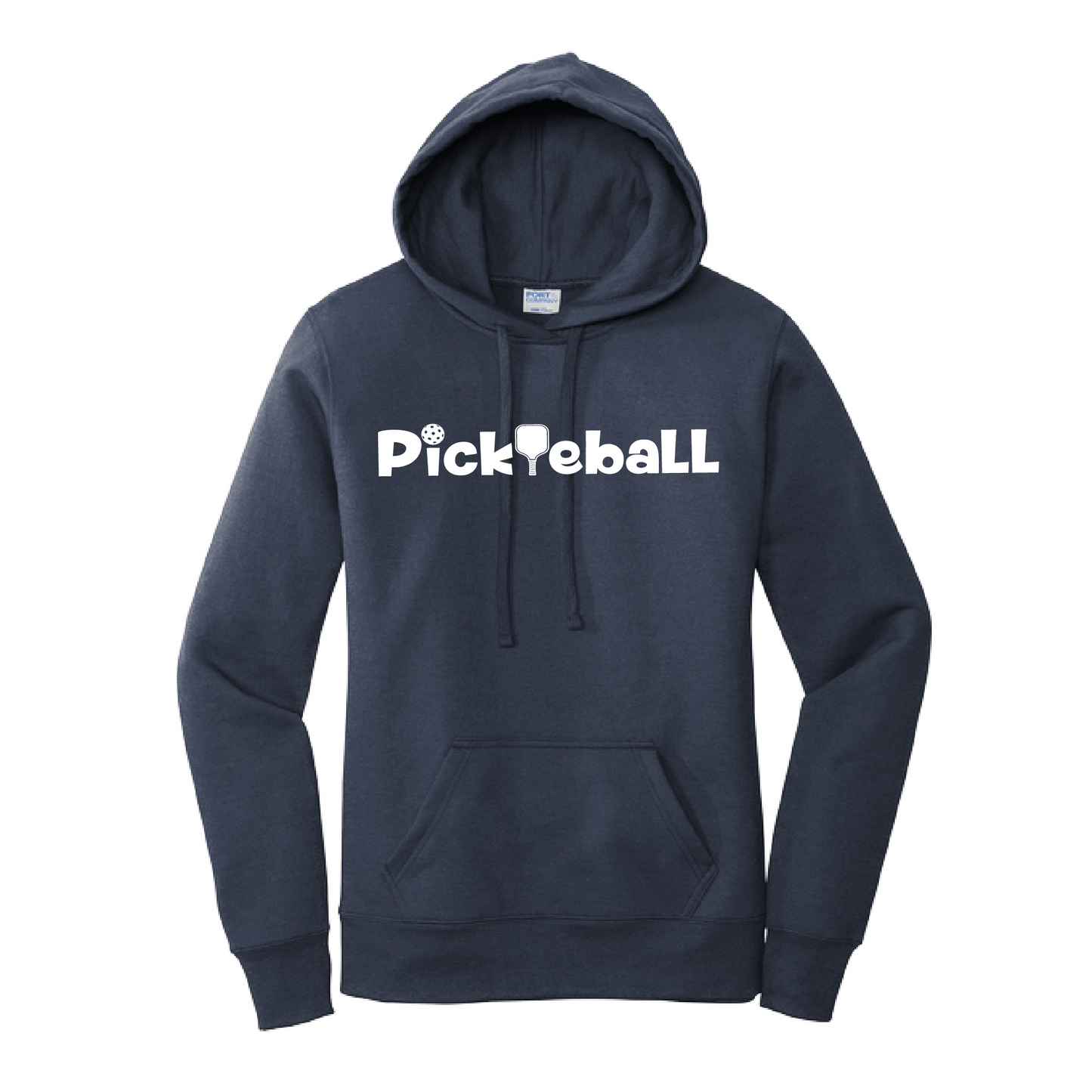 Pickleball Design: Pickleball Horizontal customizable location Women's Hooded pullover Sweatshirt  Turn up the volume in this Women's Sweatshirts with its perfect mix of softness and attitude.  Ultra soft lined inside with a lined hood also.  This is fitted nicely for a women's figure.  Front pouch pocket.