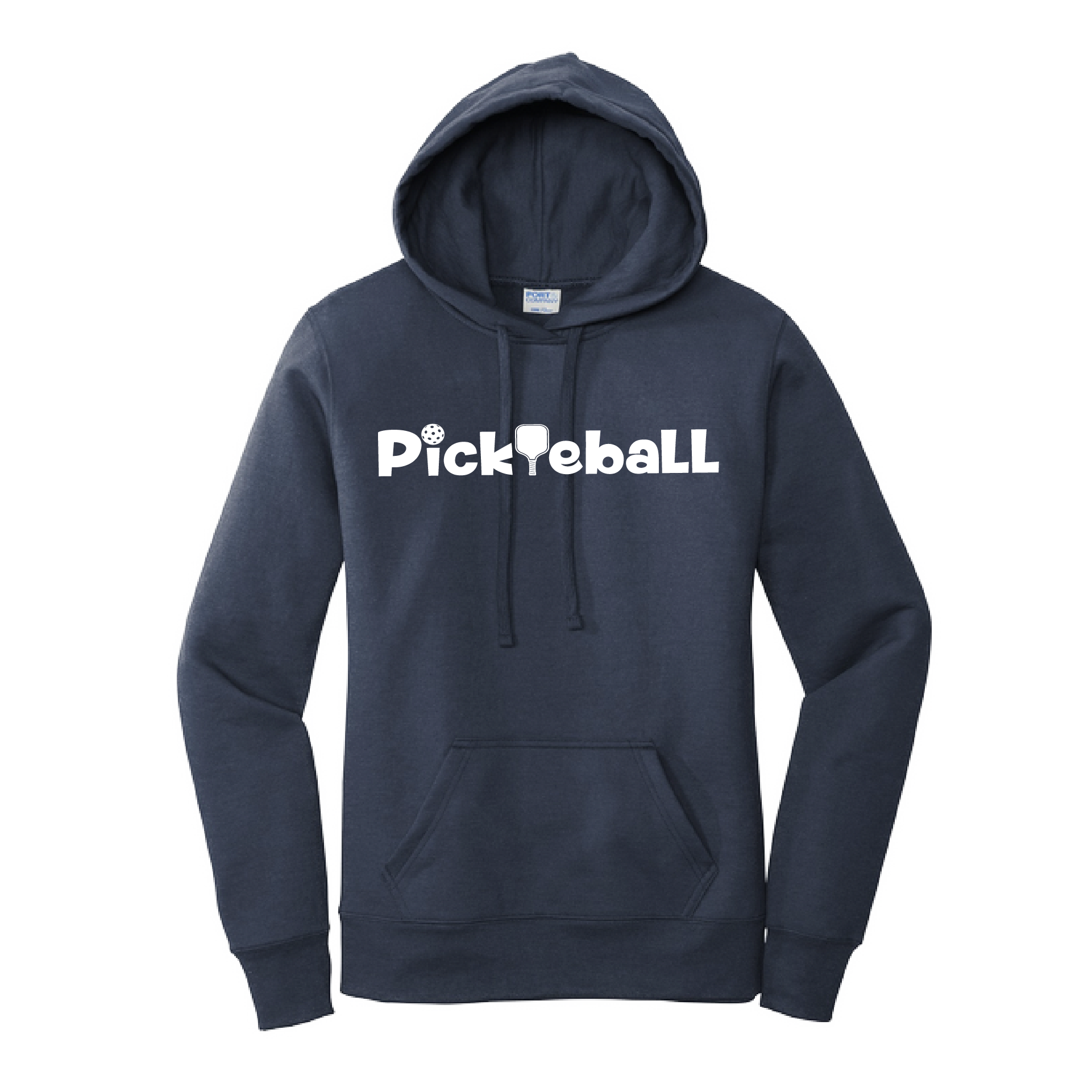 Pickleball Design: Pickleball Horizontal customizable location Women's Hooded pullover Sweatshirt  Turn up the volume in this Women's Sweatshirts with its perfect mix of softness and attitude.  Ultra soft lined inside with a lined hood also.  This is fitted nicely for a women's figure.  Front pouch pocket.