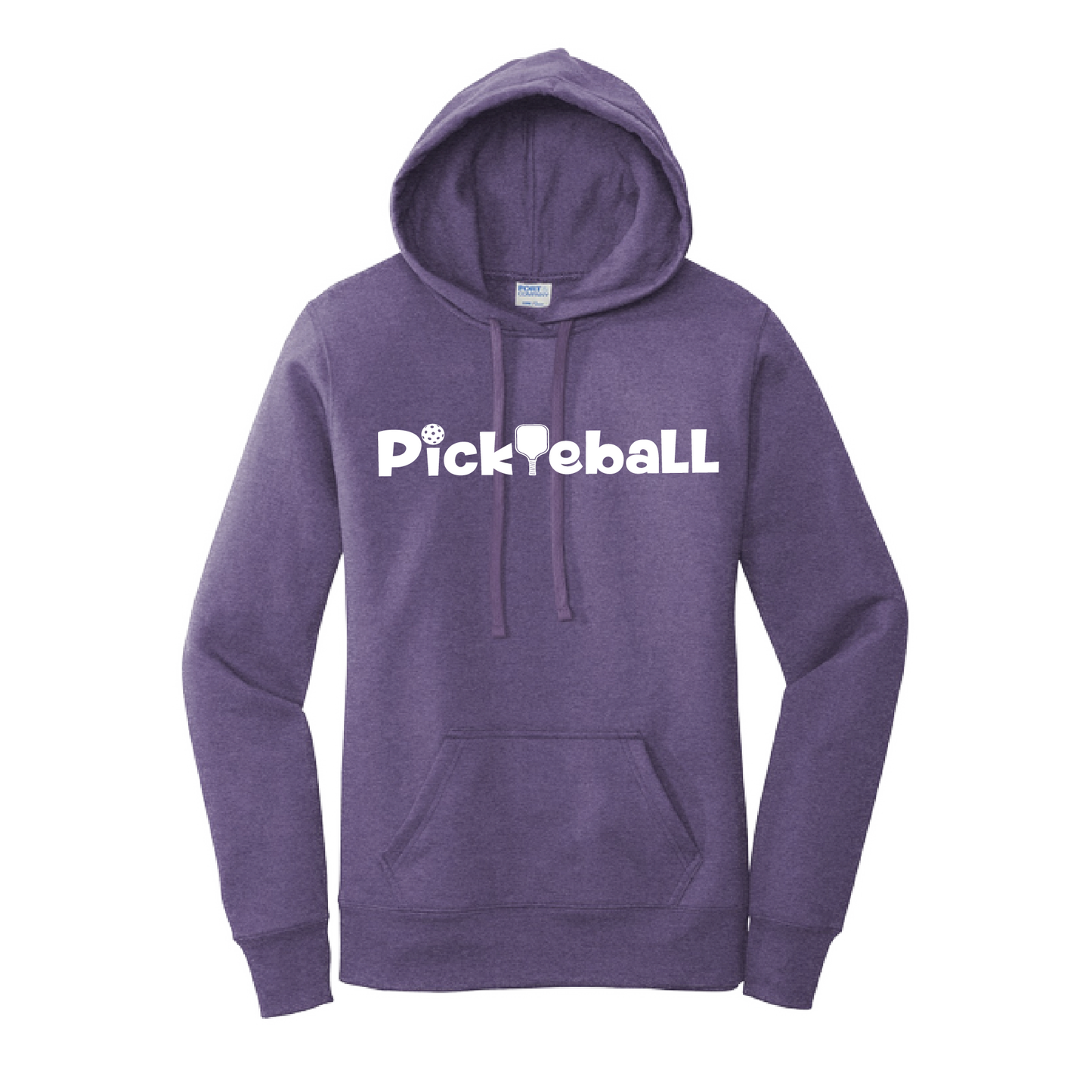 Pickleball Design: Pickleball Horizontal customizable location Women's Hooded pullover Sweatshirt  Turn up the volume in this Women's Sweatshirts with its perfect mix of softness and attitude.  Ultra soft lined inside with a lined hood also.  This is fitted nicely for a women's figure.  Front pouch pocket.