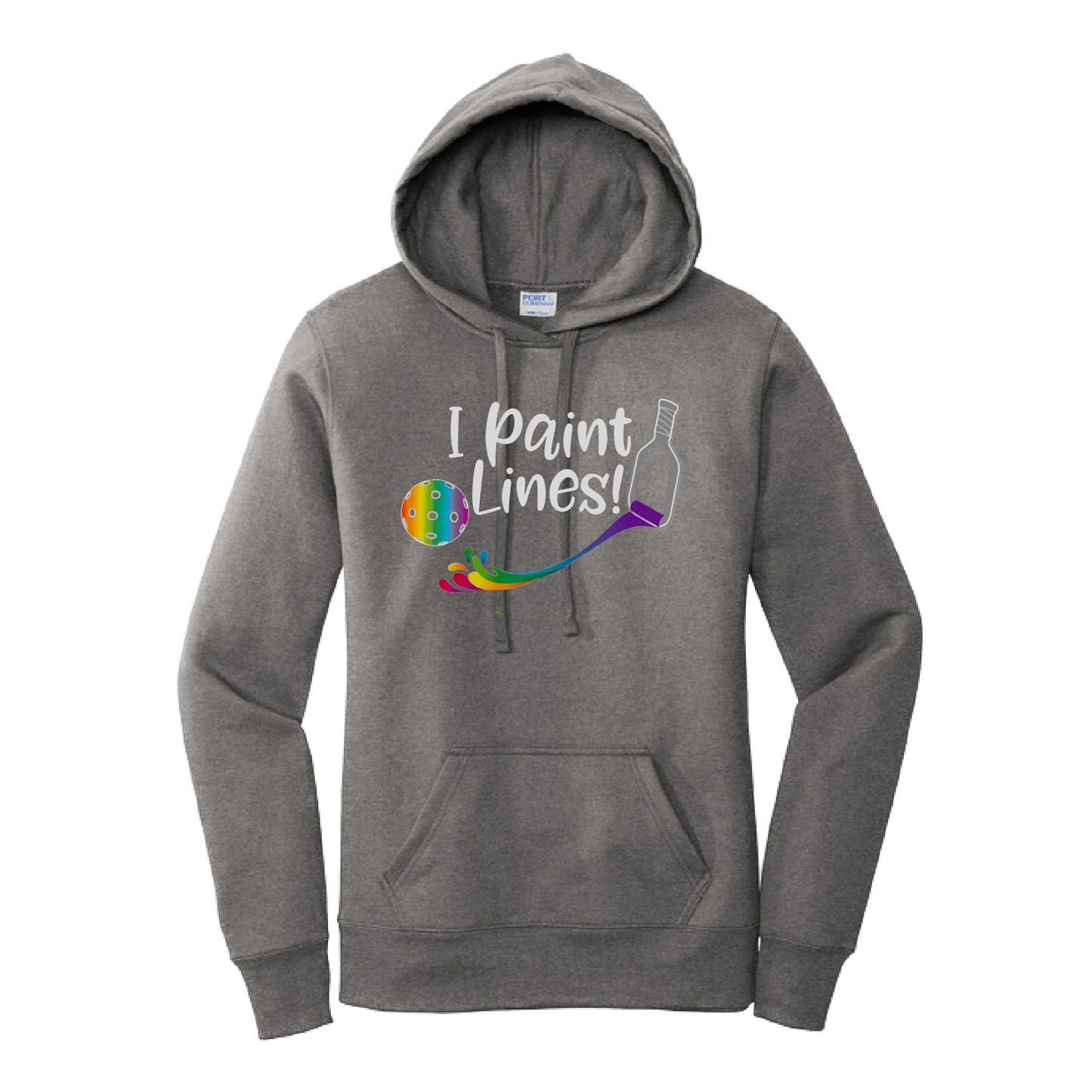 Pickleball Design: I Paint Lines  Women's Hooded pullover Sweatshirt  Turn up the volume in this Women's Sweatshirts with its perfect mix of softness and attitude. Ultra soft lined inside with a lined hood also. This is fitted nicely for a women's figure. Front pouch pocket.