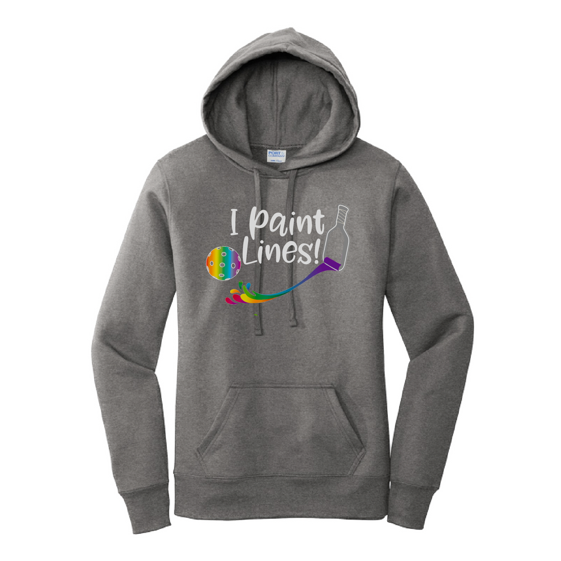 Pickleball Design: I Paint Lines  Women's Hooded pullover Sweatshirt  Turn up the volume in this Women's Sweatshirts with its perfect mix of softness and attitude. Ultra soft lined inside with a lined hood also. This is fitted nicely for a women's figure. Front pouch pocket.