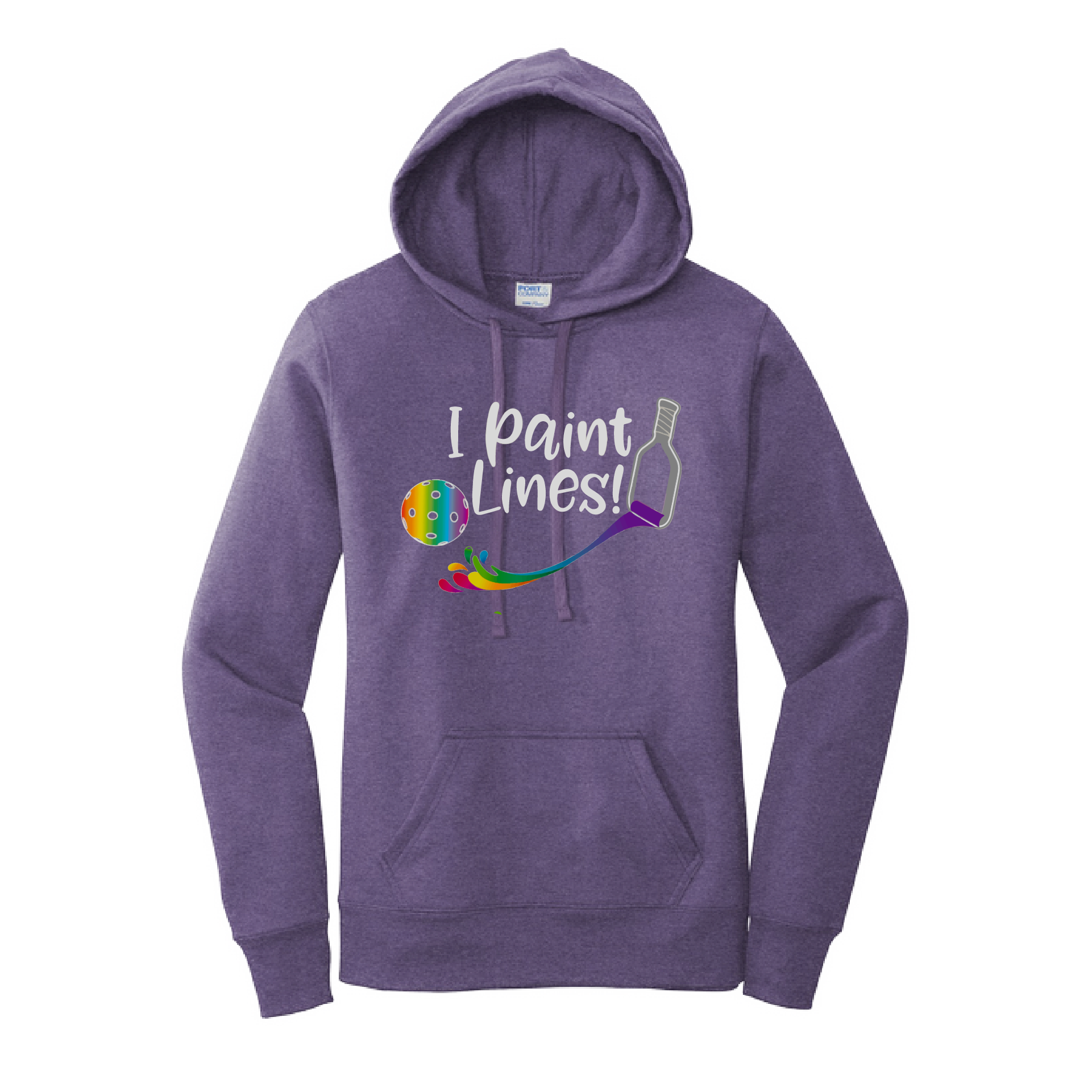 Pickleball Design: I Paint Lines  Women's Hooded pullover Sweatshirt  Turn up the volume in this Women's Sweatshirts with its perfect mix of softness and attitude. Ultra soft lined inside with a lined hood also. This is fitted nicely for a women's figure. Front pouch pocket.