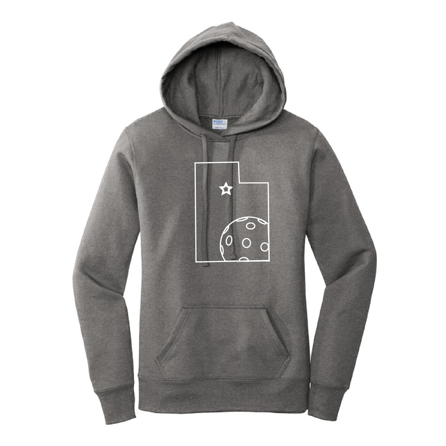 Pickleball Design: Utah Pickleball  Women's Hooded pullover Sweatshirt  Turn up the volume in this Women's Sweatshirts with its perfect mix of softness and attitude. Ultra soft lined inside with a lined hood also. This is fitted nicely for a women's figure. Front pouch pocket.