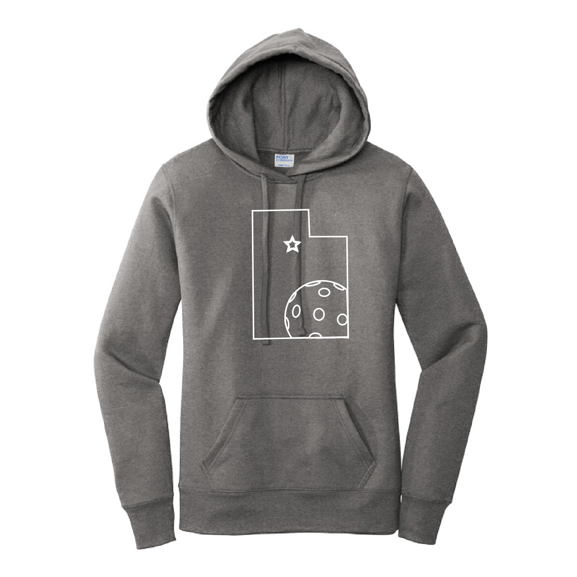 Pickleball Design: Utah Pickleball  Women's Hooded pullover Sweatshirt  Turn up the volume in this Women's Sweatshirts with its perfect mix of softness and attitude. Ultra soft lined inside with a lined hood also. This is fitted nicely for a women's figure. Front pouch pocket.