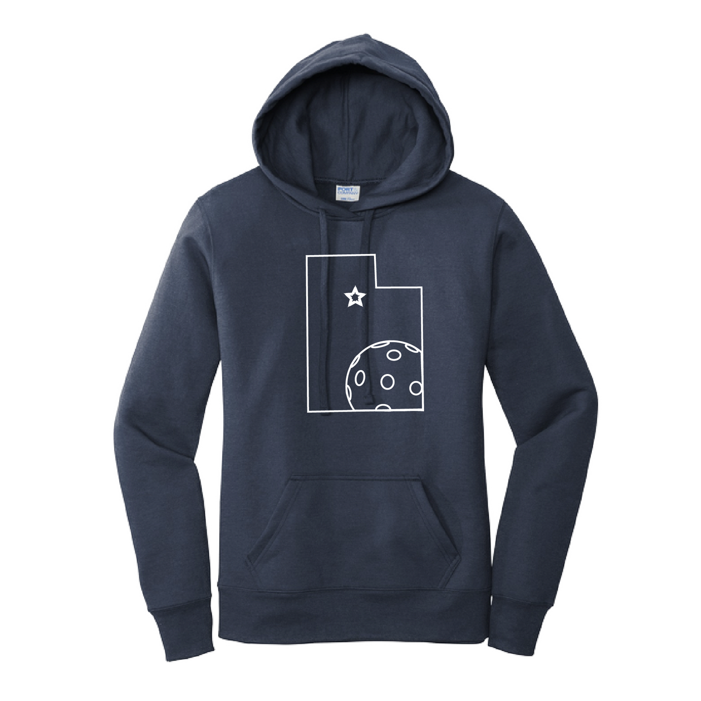 Pickleball Design: Utah Pickleball  Women's Hooded pullover Sweatshirt  Turn up the volume in this Women's Sweatshirts with its perfect mix of softness and attitude. Ultra soft lined inside with a lined hood also. This is fitted nicely for a women's figure. Front pouch pocket.