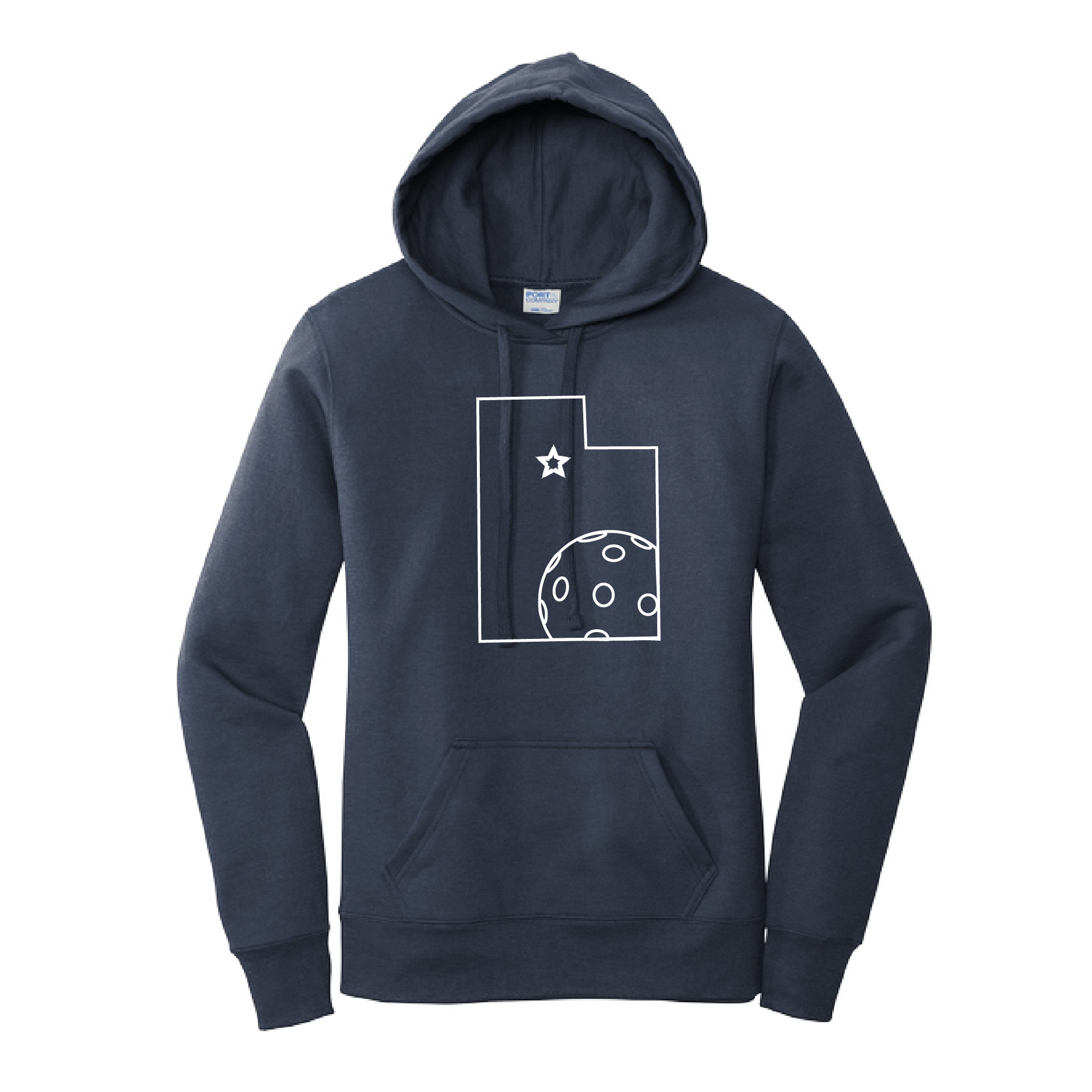Pickleball Design: Utah Pickleball  Women's Hooded pullover Sweatshirt  Turn up the volume in this Women's Sweatshirts with its perfect mix of softness and attitude. Ultra soft lined inside with a lined hood also. This is fitted nicely for a women's figure. Front pouch pocket.