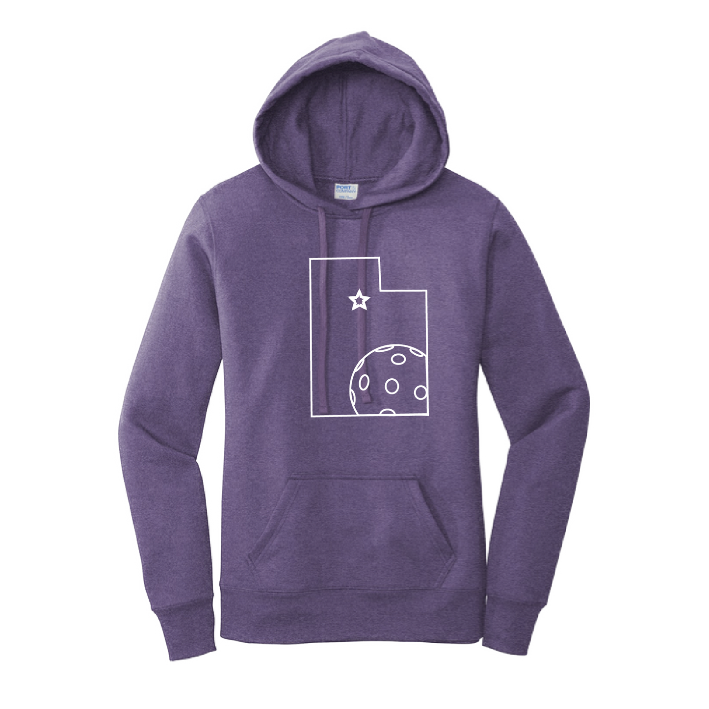 Pickleball Design: Utah Pickleball  Women's Hooded pullover Sweatshirt  Turn up the volume in this Women's Sweatshirts with its perfect mix of softness and attitude. Ultra soft lined inside with a lined hood also. This is fitted nicely for a women's figure. Front pouch pocket.