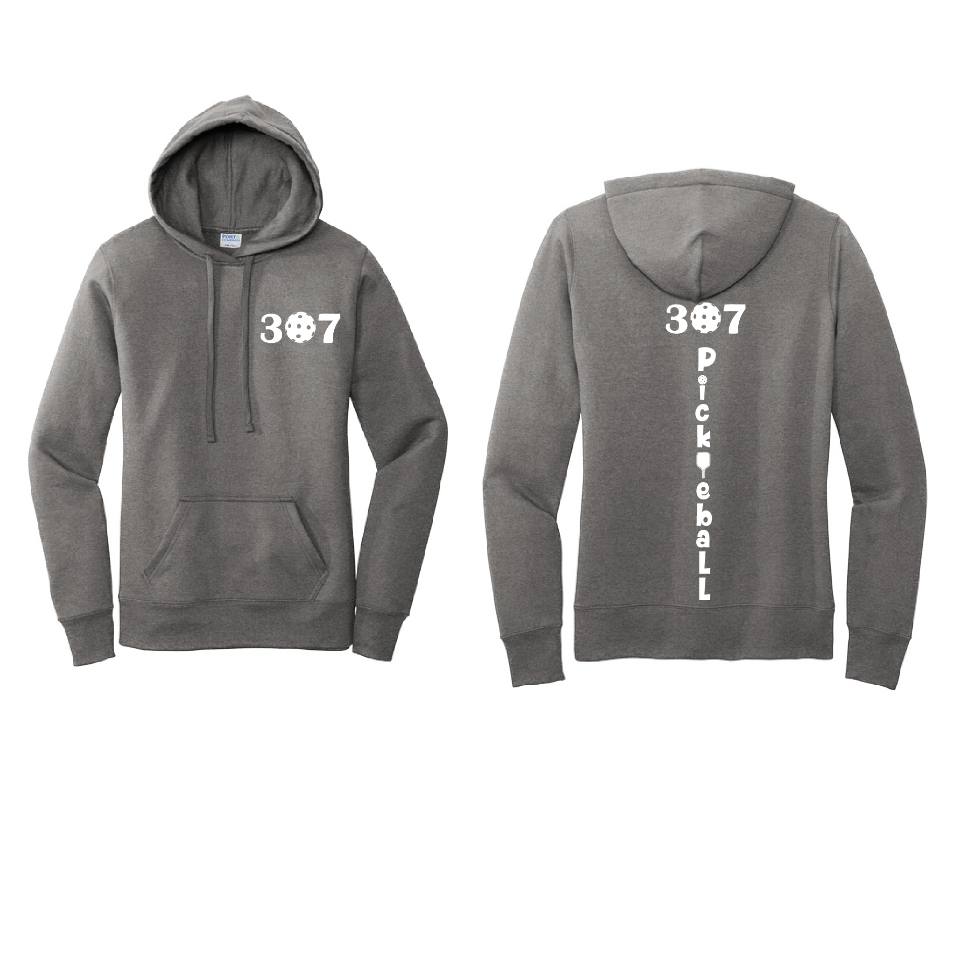 Design: 307 Wyoming Pickleball Club  Women's Hooded pullover Sweatshirt  Turn up the volume in this Women's Sweatshirts with its perfect mix of softness and attitude. Ultra soft lined inside with a lined hood also. This is fitted nicely for a women's figure. Front pouch pocket.