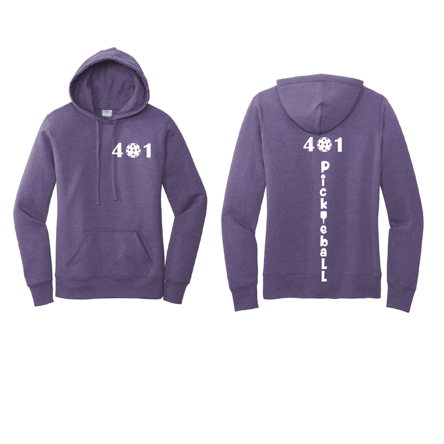 Design: 401 Pickleball  Women's Hooded pullover Sweatshirt: 50/50 Cotton/Poly fleece.   Turn up the volume in this Women's Sweatshirts with its perfect mix of softness and attitude. Ultra soft lined inside with a lined hood also. This is fitted nicely for a women's figure. Front pouch pocket.