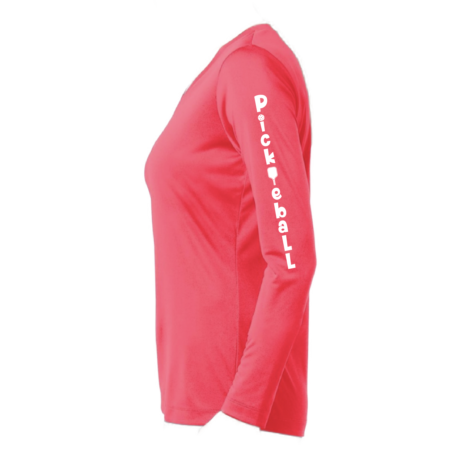 Pickleball Design: Pickleball Vertical Customizable Location  Women's Style: Long-Sleeve V-Neck  Shirts are lightweight, roomy and highly breathable. These moisture-wicking shirts are designed for athletic performance. They feature PosiCharge technology to lock in color and prevent logos from fading. Removable tag and set-in sleeves for comfort.