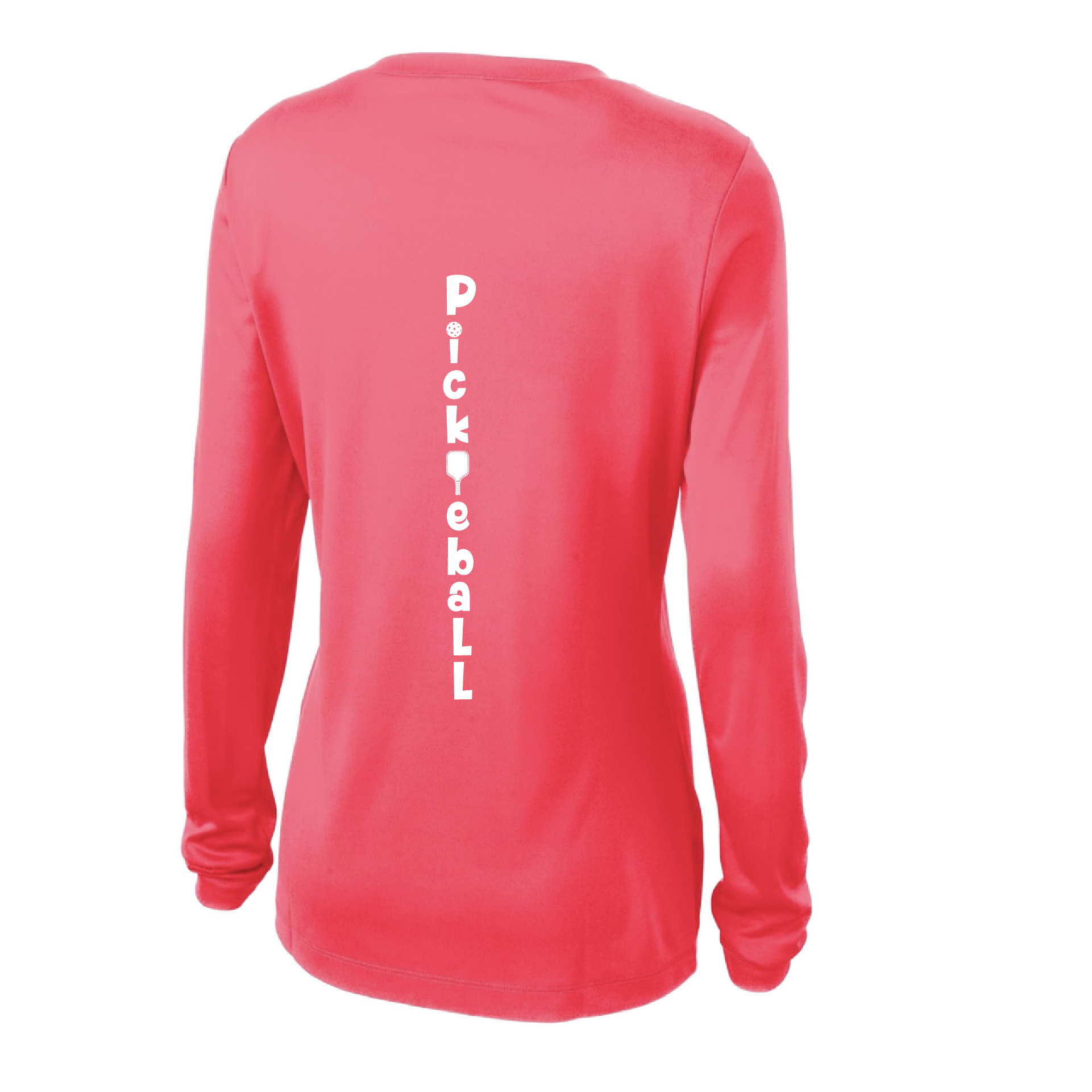 Pickleball Design: Pickleball Vertical Customizable Location  Women's Style: Long-Sleeve V-Neck  Shirts are lightweight, roomy and highly breathable. These moisture-wicking shirts are designed for athletic performance. They feature PosiCharge technology to lock in color and prevent logos from fading. Removable tag and set-in sleeves for comfort.