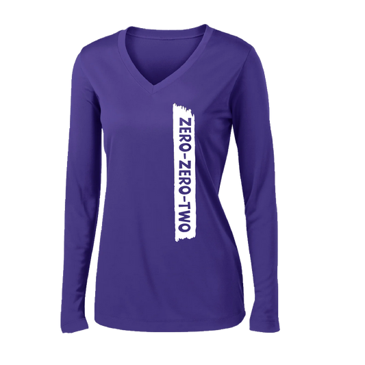 Zero Zero Two With Pickleballs (Customizable) | Women’s Long Sleeve V-Neck Shirt | 100% Polyester