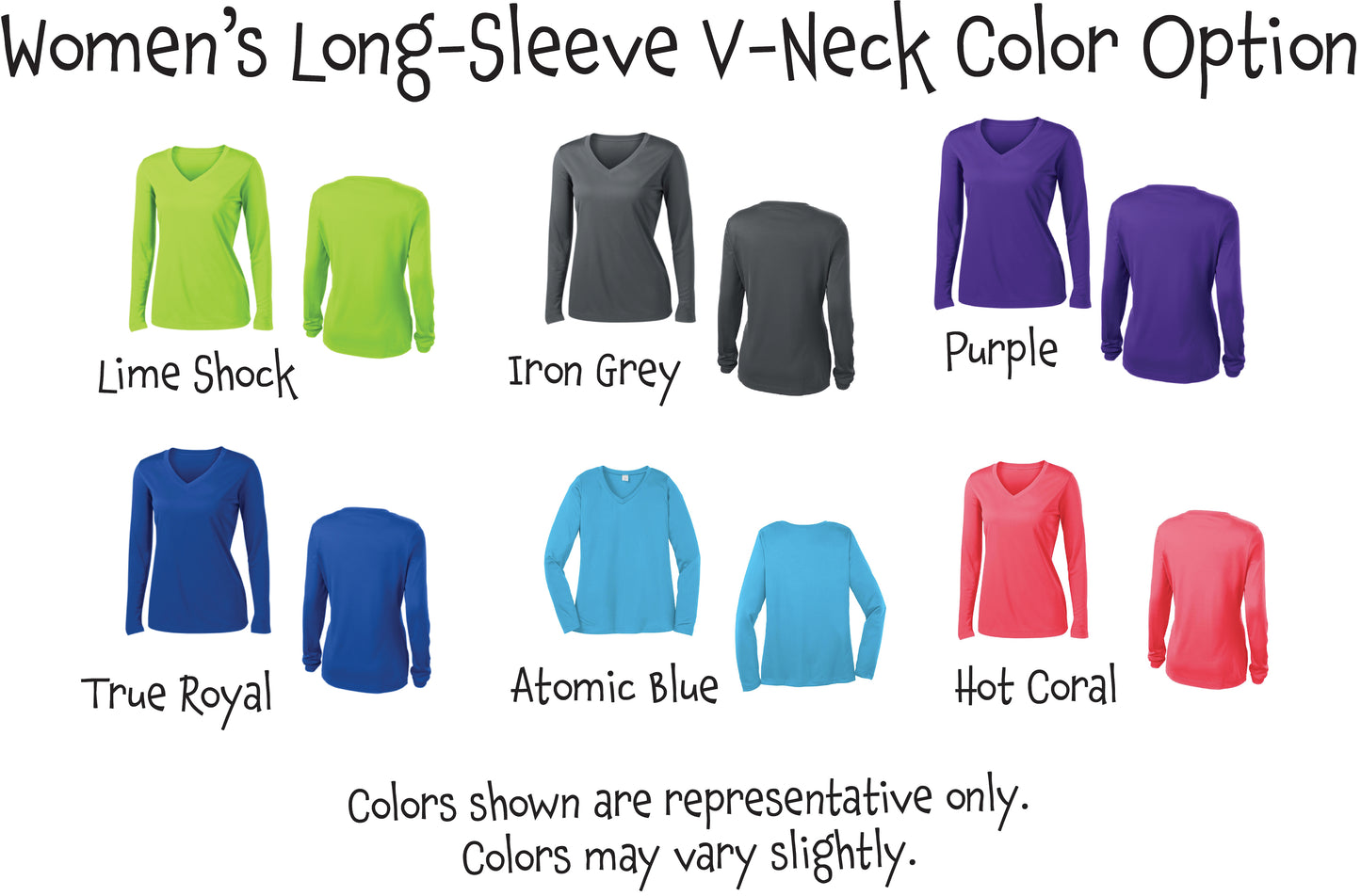 Heber Valley Pickleball Club (Large) | Women's Long Sleeve V-Neck Pickleball Shirts | 100% Polyester