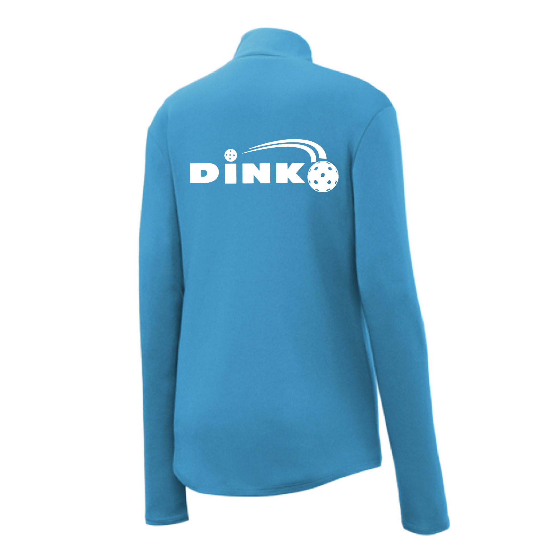 Pickleball Design: Dink  Women's 1/4-Zip Pullover: Princess seams and Drop tail hem.  Turn up the volume in this Women's shirt with its perfect mix of softness and attitude. Material is ultra-comfortable with moisture wicking properties and tri-blend softness. PosiCharge technology locks in color. Highly breathable and lightweight. Versatile enough for wearing year-round.