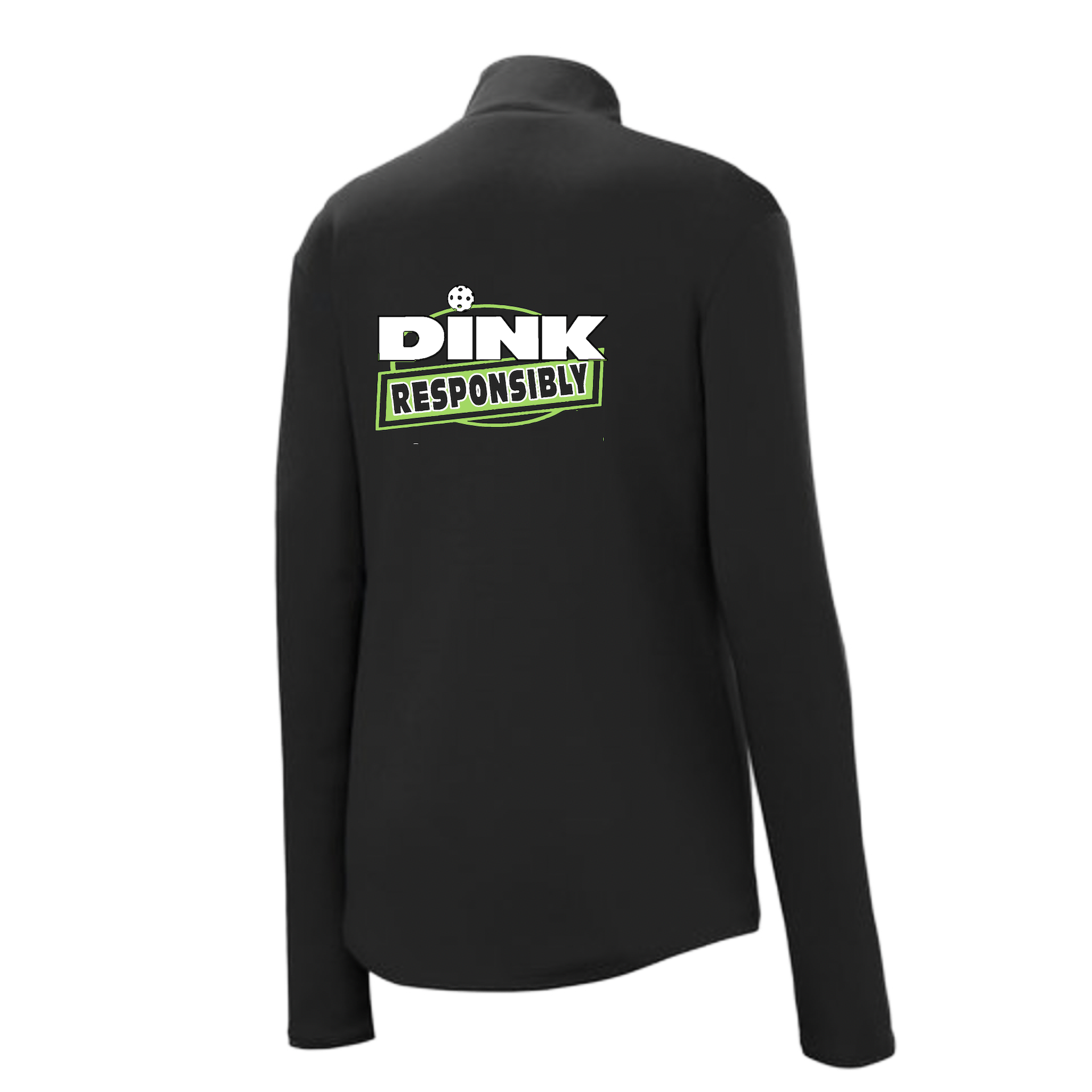 Pickleball Design: Dink Responsibly - Don't Get Smashed  Women's 1/4-Zip Pullover: Princess seams and Drop tail hem.  Turn up the volume in this Women's shirt with its perfect mix of softness and attitude. Material is ultra-comfortable with moisture wicking properties and tri-blend softness. PosiCharge technology locks in color. Highly breathable and lightweight. Versatile enough for wearing year-round.