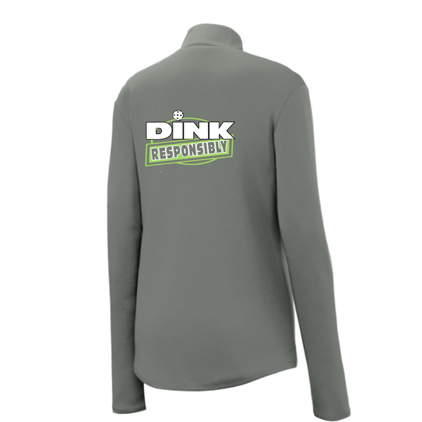 Pickleball Design: Dink Responsibly - Don't Get Smashed  Women's 1/4-Zip Pullover: Princess seams and Drop tail hem.  Turn up the volume in this Women's shirt with its perfect mix of softness and attitude. Material is ultra-comfortable with moisture wicking properties and tri-blend softness. PosiCharge technology locks in color. Highly breathable and lightweight. Versatile enough for wearing year-round.