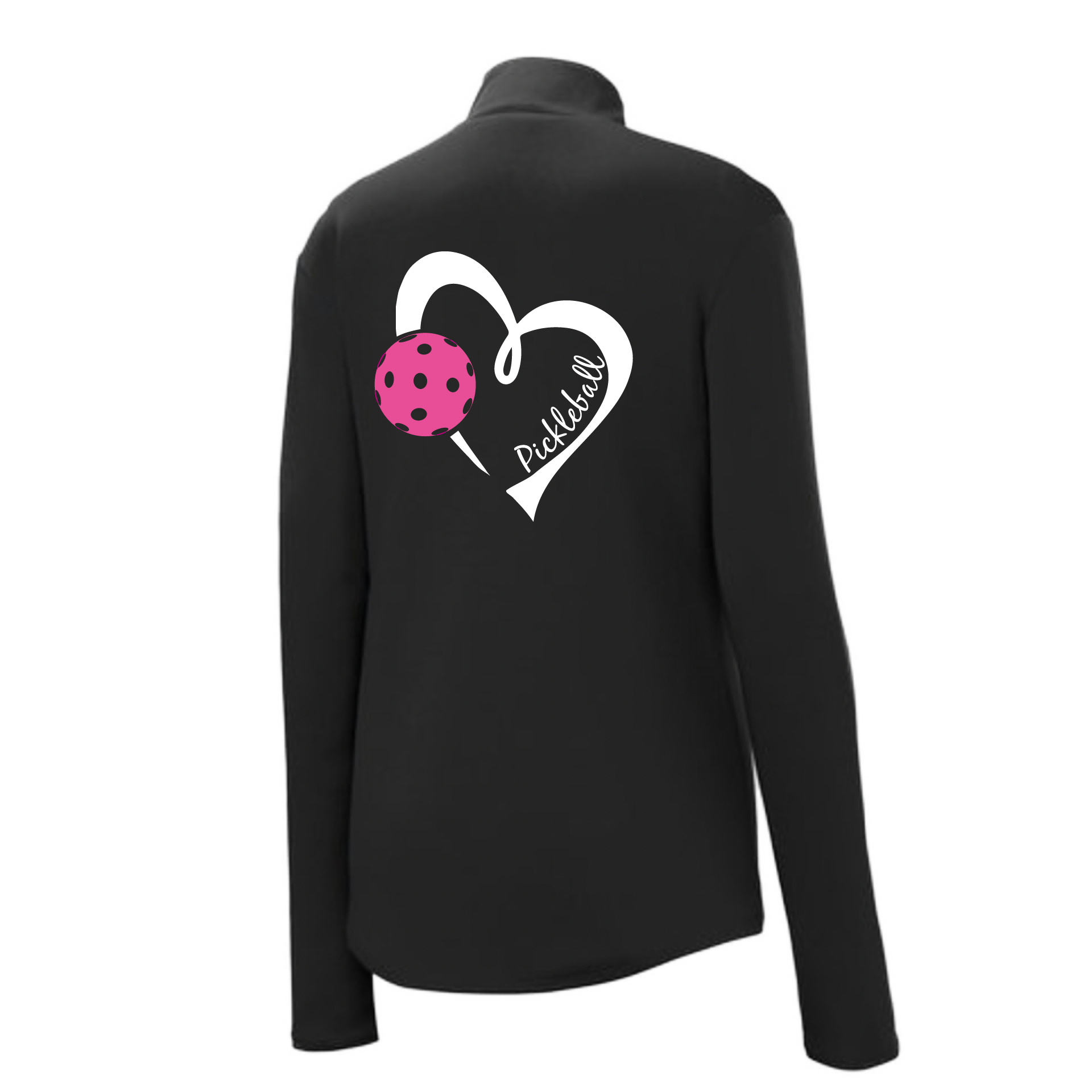 Pickleball Design: Heart with Pickleball  Women's 1/4-Zip Pullover:  Princess seams and drop tail hem.  Turn up the volume in this Women's shirt with its perfect mix of softness and attitude. Material is ultra-comfortable with moisture wicking properties and tri-blend softness. PosiCharge technology locks in color. Highly breathable and lightweight. Versatile enough for wearing year-round.