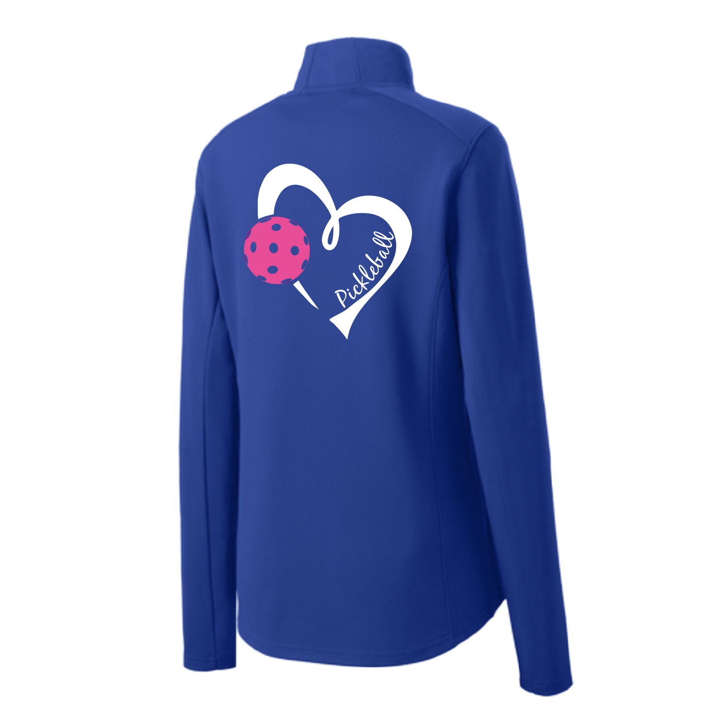 Pickleball Design: Heart with Pickleball  Women's 1/4-Zip Pullover:  Princess seams and drop tail hem.  Turn up the volume in this Women's shirt with its perfect mix of softness and attitude. Material is ultra-comfortable with moisture wicking properties and tri-blend softness. PosiCharge technology locks in color. Highly breathable and lightweight. Versatile enough for wearing year-round.