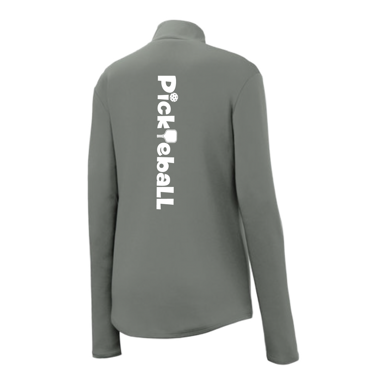 Pickleball Design: Pickleball Horizontal customizable location  Women's 1/4-Zip Pullover:  Princess seams and drop tail hem.  Turn up the volume in this Women's shirt with its perfect mix of softness and attitude. Material is ultra-comfortable with moisture wicking properties and tri-blend softness. PosiCharge technology locks in color. Highly breathable and lightweight. Versatile enough for wearing year-round.