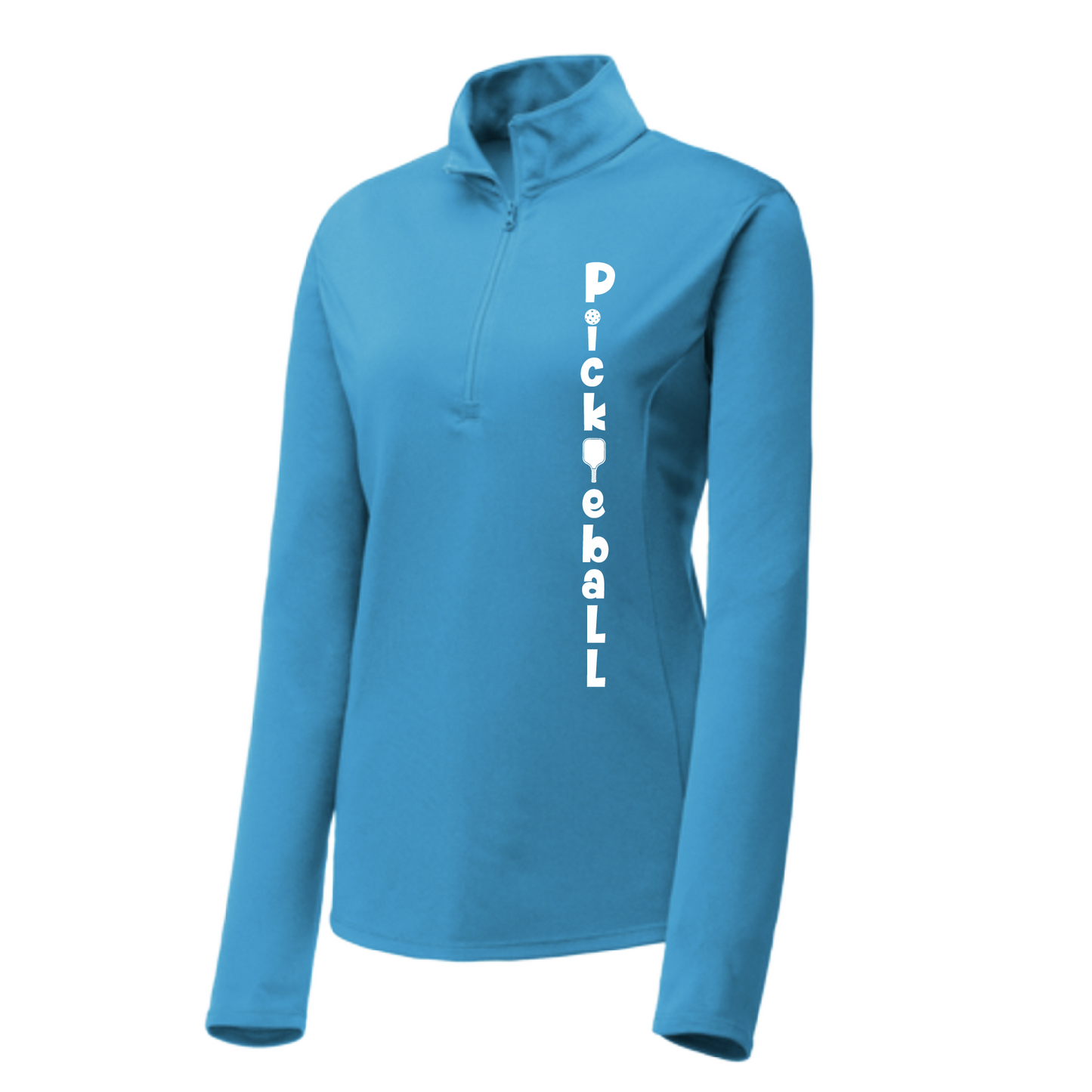 Design: Pickleball (Vertical) Customizable Location  Women's 1/4-Zip Pullover: Princess seams and drop tail hem.  Turn up the volume in this Women's shirt with its perfect mix of softness and attitude. Material is ultra-comfortable with moisture wicking properties and tri-blend softness. PosiCharge technology locks in color. Highly breathable and lightweight. Versatile enough for wearing year-round.