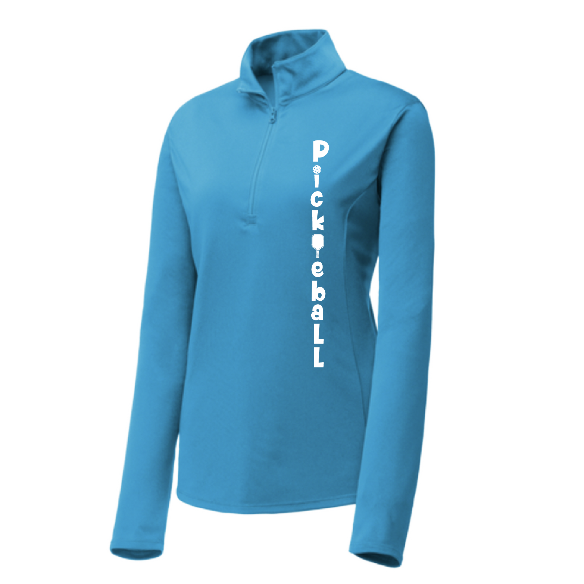 Design: Pickleball (Vertical) Customizable Location  Women's 1/4-Zip Pullover: Princess seams and drop tail hem.  Turn up the volume in this Women's shirt with its perfect mix of softness and attitude. Material is ultra-comfortable with moisture wicking properties and tri-blend softness. PosiCharge technology locks in color. Highly breathable and lightweight. Versatile enough for wearing year-round.