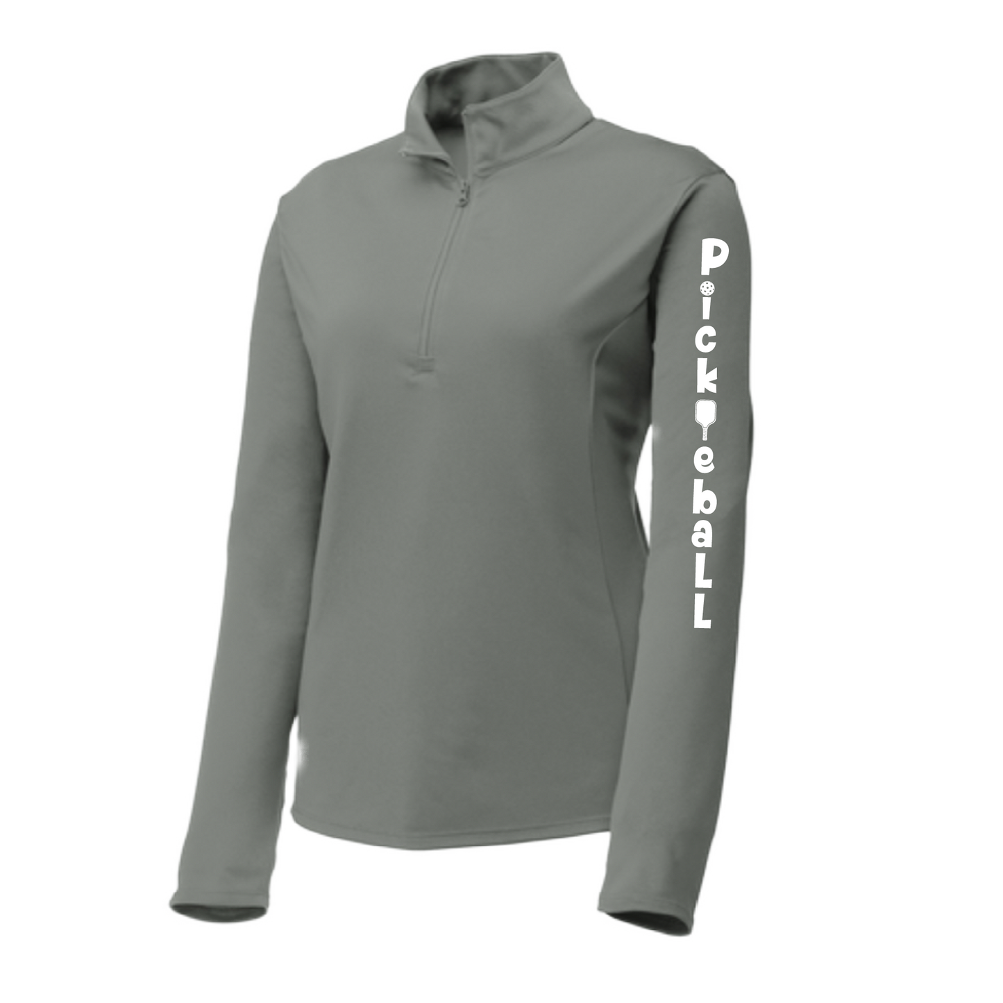 Design: Pickleball (Vertical) Customizable Location  Women's 1/4-Zip Pullover: Princess seams and drop tail hem.  Turn up the volume in this Women's shirt with its perfect mix of softness and attitude. Material is ultra-comfortable with moisture wicking properties and tri-blend softness. PosiCharge technology locks in color. Highly breathable and lightweight. Versatile enough for wearing year-round.