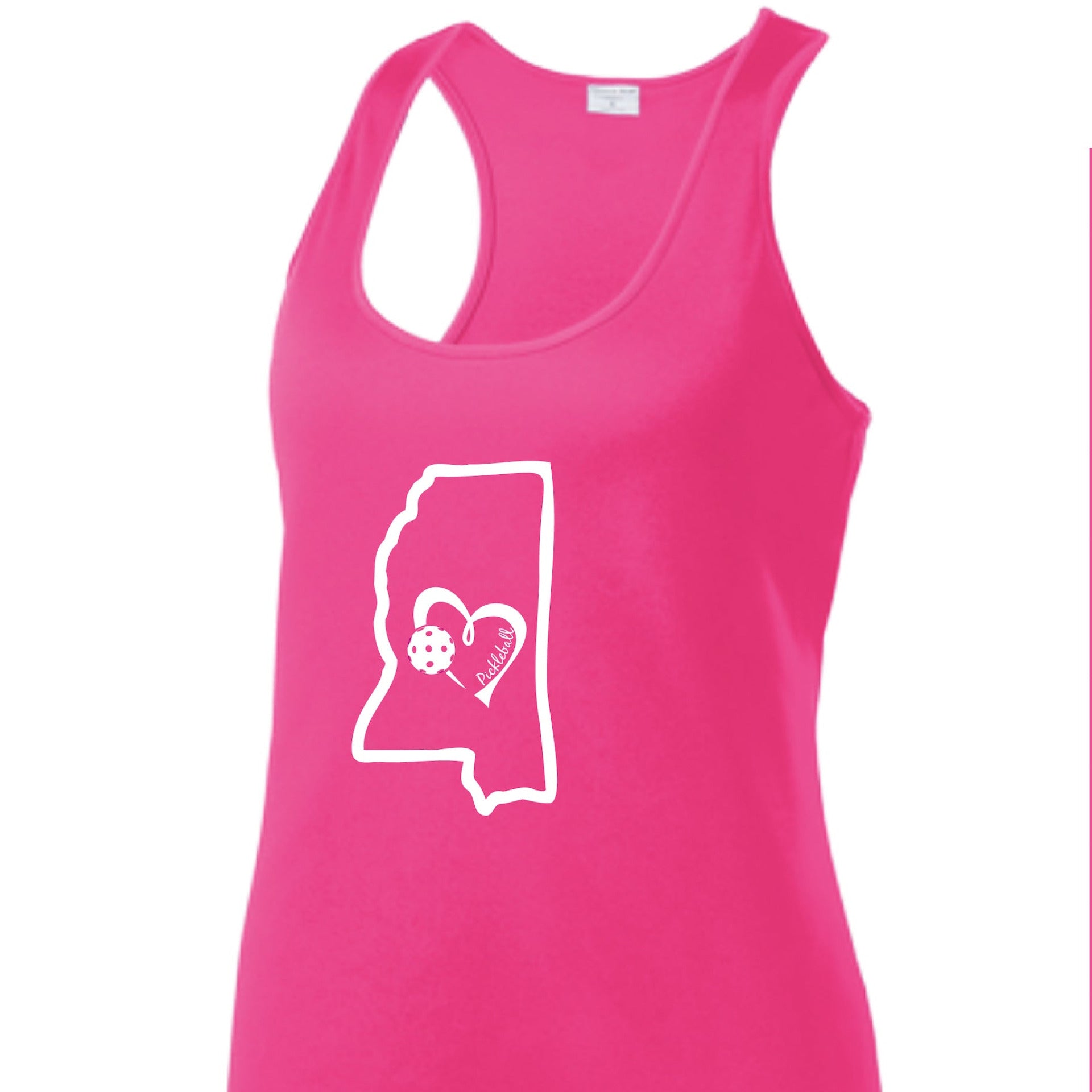 Pickleball Design: Mississippi State with Heart  Women's Styles: Racerback Tank  Turn up the volume in this Women's shirt with its perfect mix of softness and attitude. Material is ultra-comfortable with moisture wicking properties and tri-blend softness. PosiCharge technology locks in color. Highly breathable and lightweight.