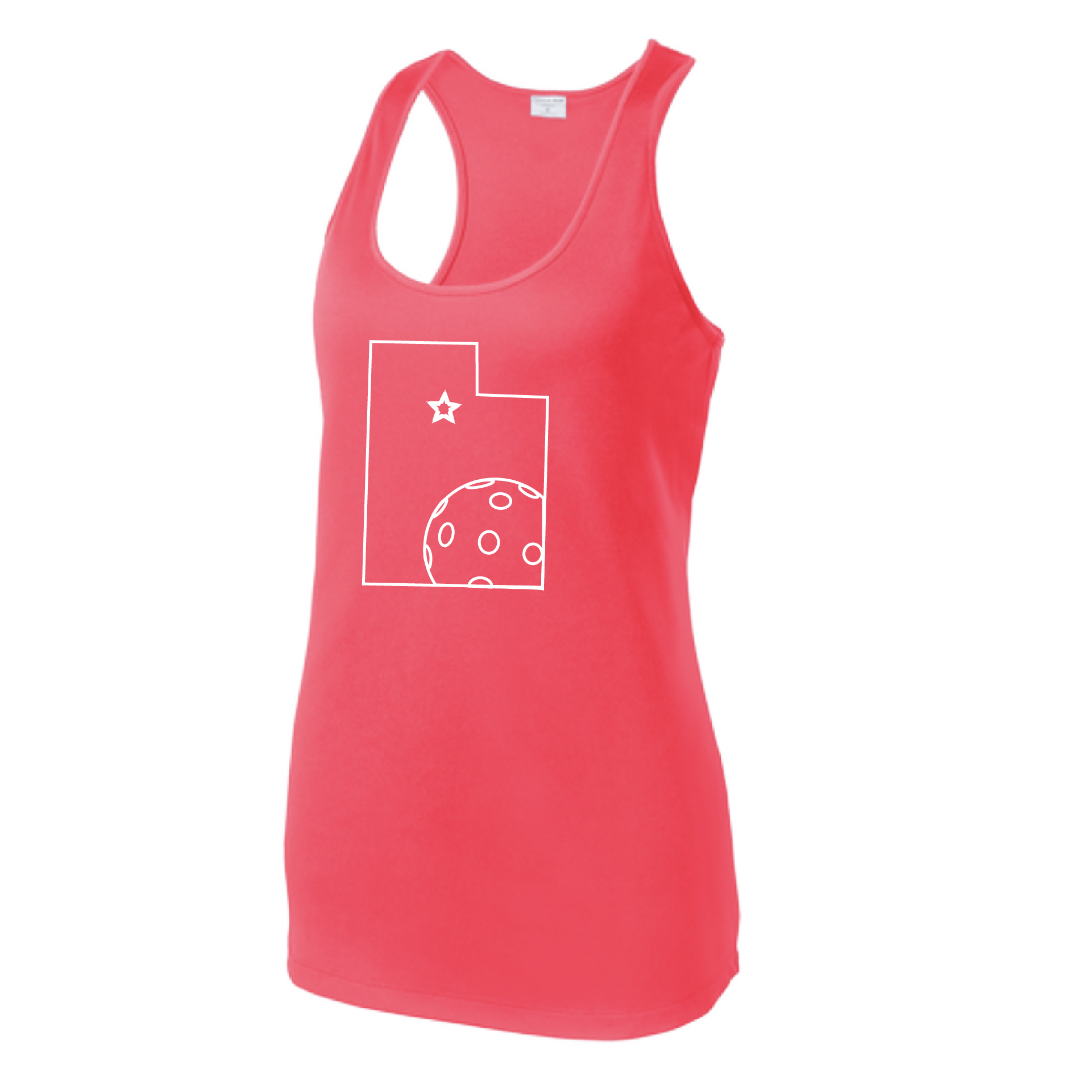 Pickleball Design: Utah Pickleball  Women's Styles: Racerback Tank  Turn up the volume in this Women's shirt with its perfect mix of softness and attitude. Material is ultra-comfortable with moisture wicking properties and tri-blend softness. PosiCharge technology locks in color. Highly breathable and lightweight.