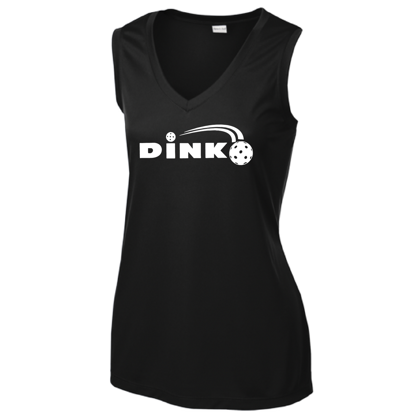 Pickleball Design: Dink  Women's Style: Sleeveless Tank  Turn up the volume in this Women's shirt with its perfect mix of softness and attitude. Material is ultra-comfortable with moisture wicking properties and tri-blend softness. PosiCharge technology locks in color. Highly breathable and lightweight.
