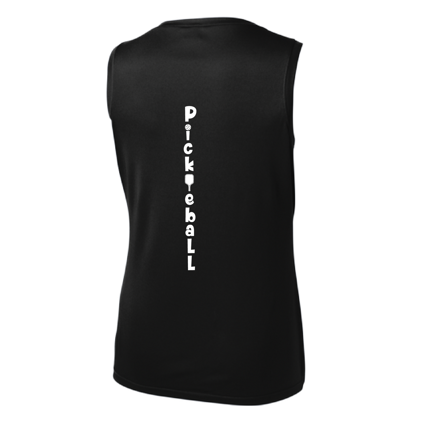 Pickleball Design: Pickleball Vertical Customizable Location  Women's Style: Sleeveless Tank  Shirts are lightweight, roomy and highly breathable. These moisture-wicking shirts are designed for athletic performance. They feature PosiCharge technology to lock in color and prevent logos from fading. Removable tag and set-in sleeves for comfort.