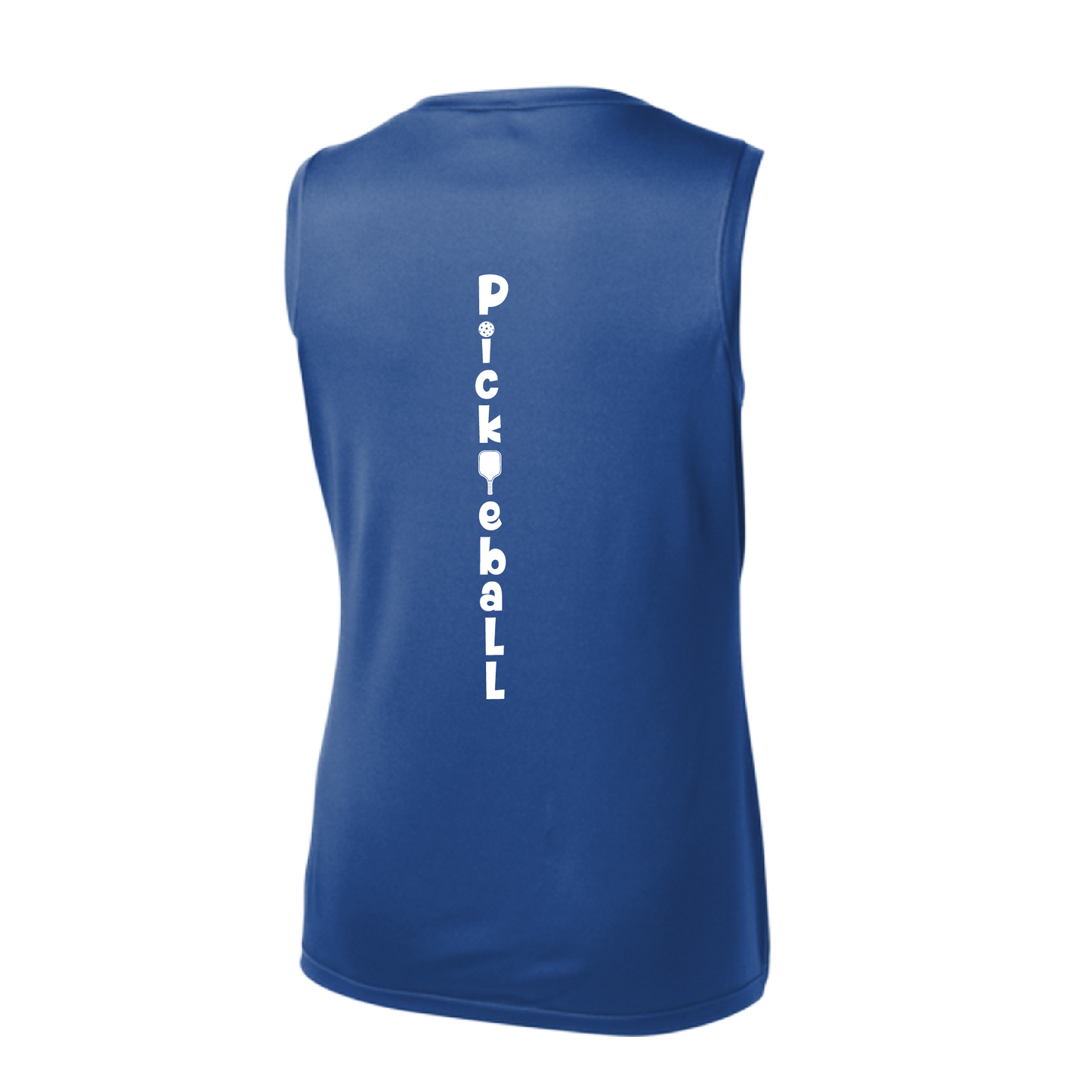 Pickleball Design: Pickleball Vertical Customizable Location  Women's Style: Sleeveless Tank  Shirts are lightweight, roomy and highly breathable. These moisture-wicking shirts are designed for athletic performance. They feature PosiCharge technology to lock in color and prevent logos from fading. Removable tag and set-in sleeves for comfort.