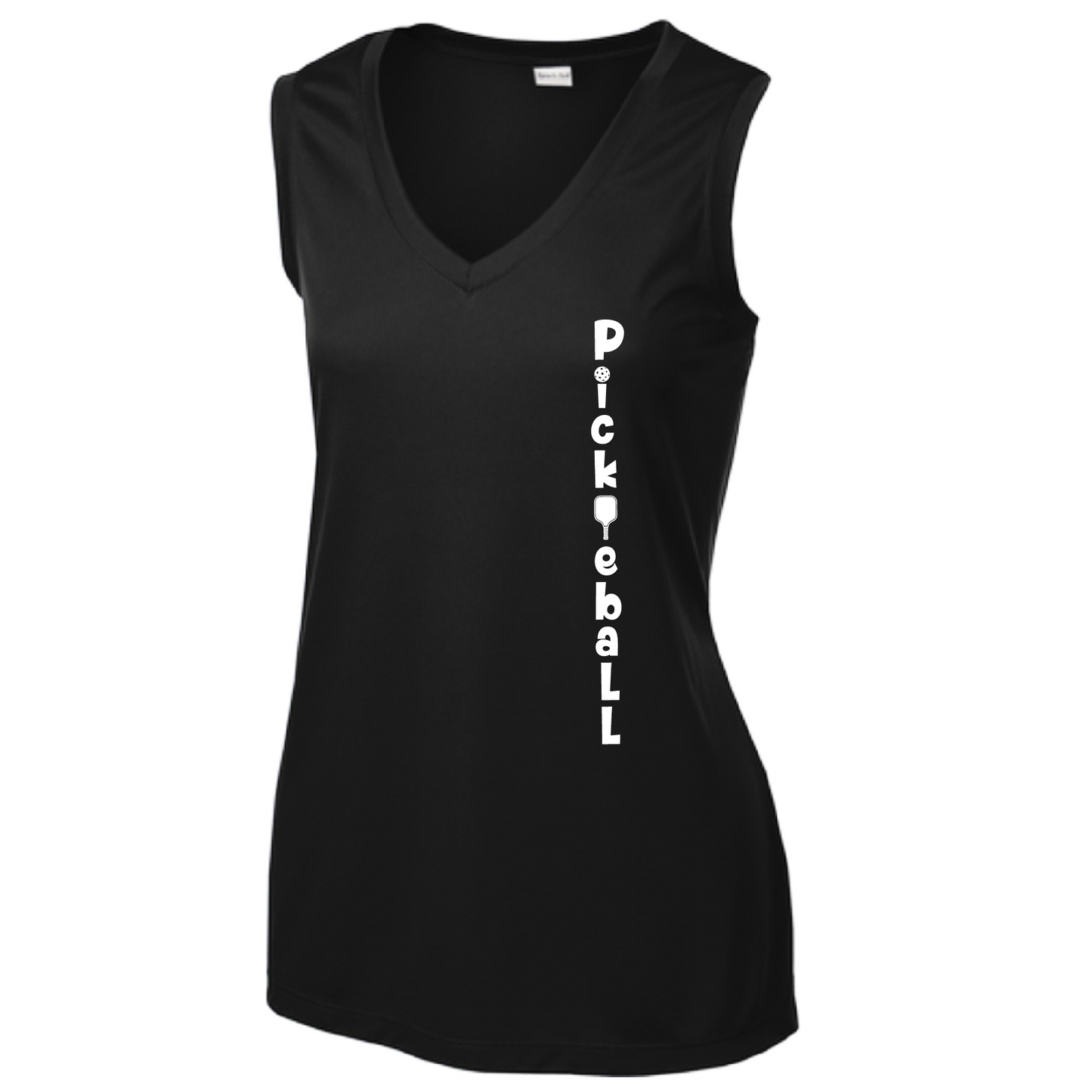 Pickleball Design: Pickleball Vertical Customizable Location  Women's Style: Sleeveless Tank  Shirts are lightweight, roomy and highly breathable. These moisture-wicking shirts are designed for athletic performance. They feature PosiCharge technology to lock in color and prevent logos from fading. Removable tag and set-in sleeves for comfort.