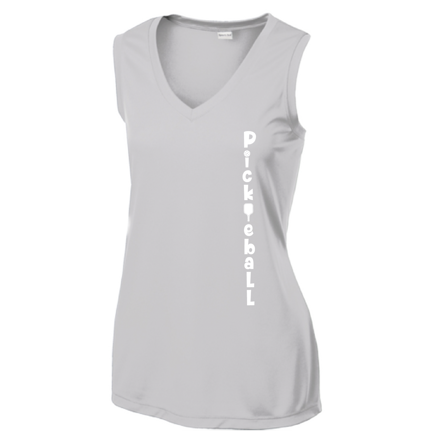 Pickleball Design: Pickleball Vertical Customizable Location  Women's Style: Sleeveless Tank  Shirts are lightweight, roomy and highly breathable. These moisture-wicking shirts are designed for athletic performance. They feature PosiCharge technology to lock in color and prevent logos from fading. Removable tag and set-in sleeves for comfort.