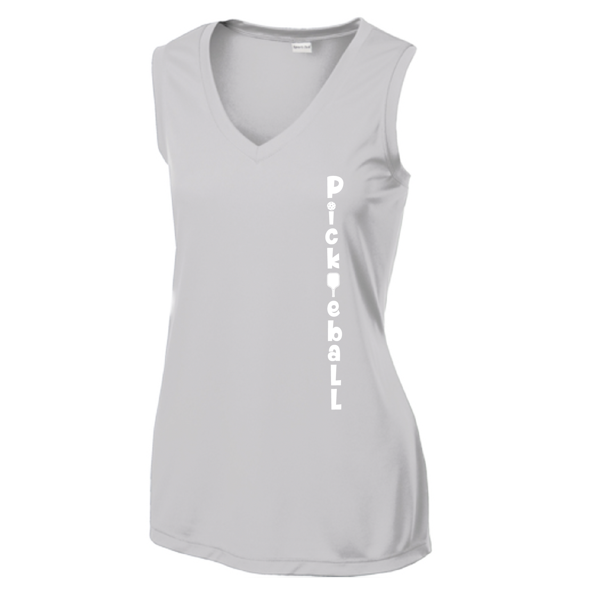 Pickleball Design: Pickleball Vertical Customizable Location  Women's Style: Sleeveless Tank  Shirts are lightweight, roomy and highly breathable. These moisture-wicking shirts are designed for athletic performance. They feature PosiCharge technology to lock in color and prevent logos from fading. Removable tag and set-in sleeves for comfort.