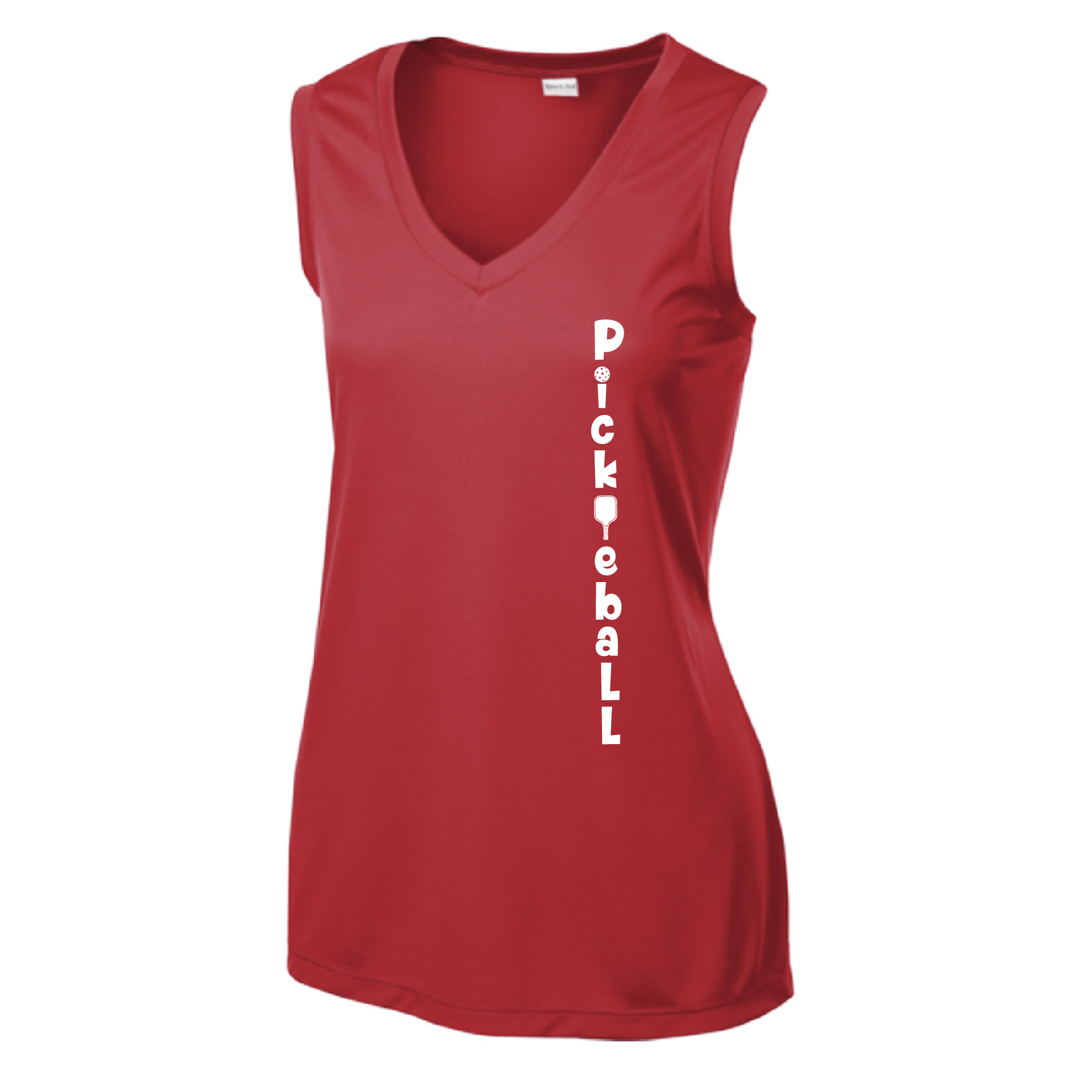 Pickleball Design: Pickleball Vertical Customizable Location  Women's Style: Sleeveless Tank  Shirts are lightweight, roomy and highly breathable. These moisture-wicking shirts are designed for athletic performance. They feature PosiCharge technology to lock in color and prevent logos from fading. Removable tag and set-in sleeves for comfort.