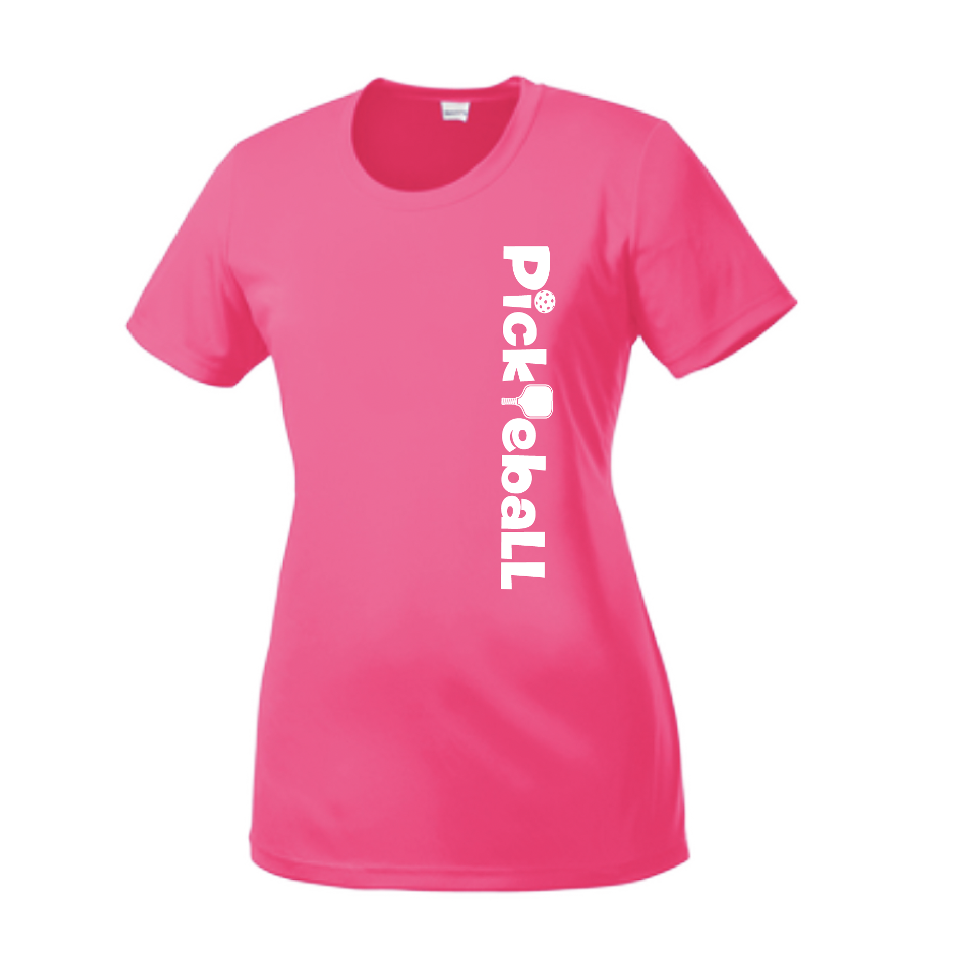 Pickleball Design: Pickleball Horizontal Customizable location  Women's Style: Short-Sleeve Crew-Neck  Turn up the volume in this Women's shirt with its perfect mix of softness and attitude. Material is ultra-comfortable with moisture wicking properties and tri-blend softness. PosiCharge technology locks in color. Highly breathable and lightweight.