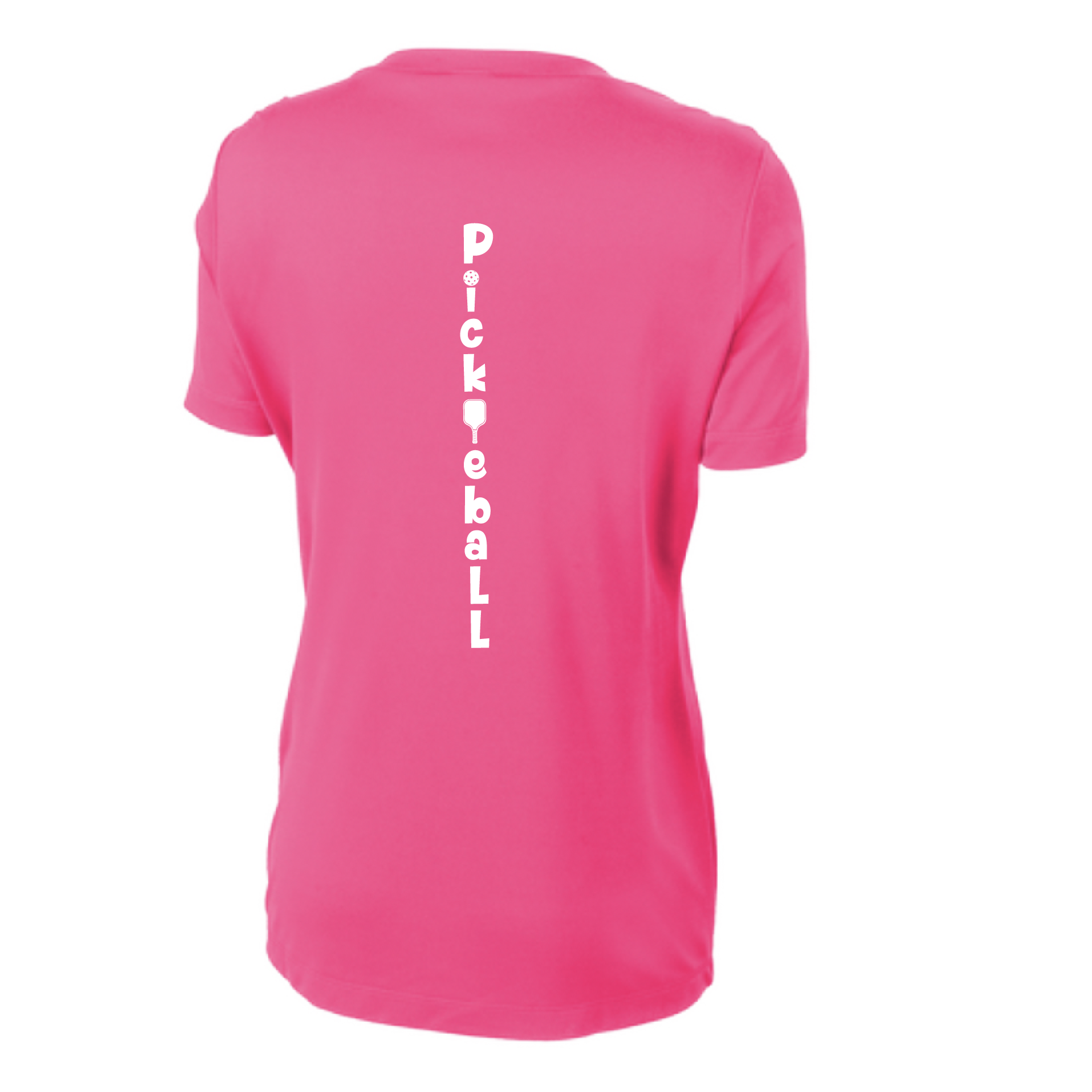 Pickleball Design: Pickleball Vertical Customizable Location  Women's Style: Short-Sleeve Crew-Neck  Shirt are lightweight, roomy and highly breathable. These moisture-wicking shirts are designed for athletic performance. They feature PosiCharge technology to lock in color and prevent logos from fading. Removable tag and set-in sleeves for comfort.