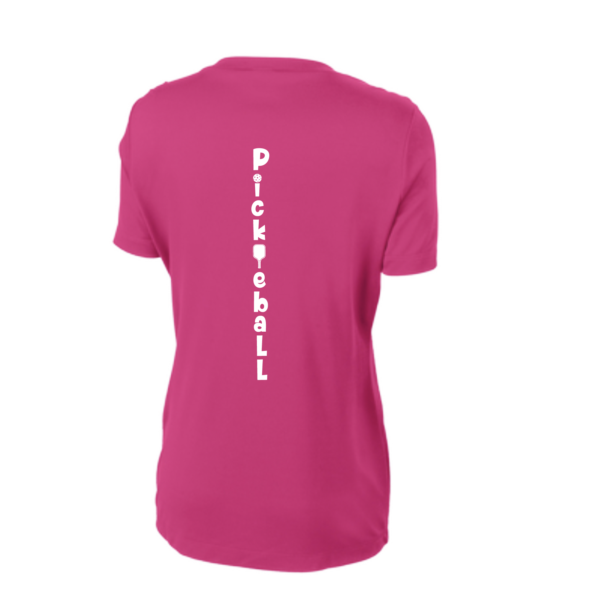 Pickleball Design: Pickleball Vertical Customizable Location  Women's Style: Short-Sleeve V-Neck  Shirts are lightweight, roomy and highly breathable. These moisture-wicking shirts are designed for athletic performance. They feature PosiCharge technology to lock in color and prevent logos from fading. Removable tag and set-in sleeves for comfort.