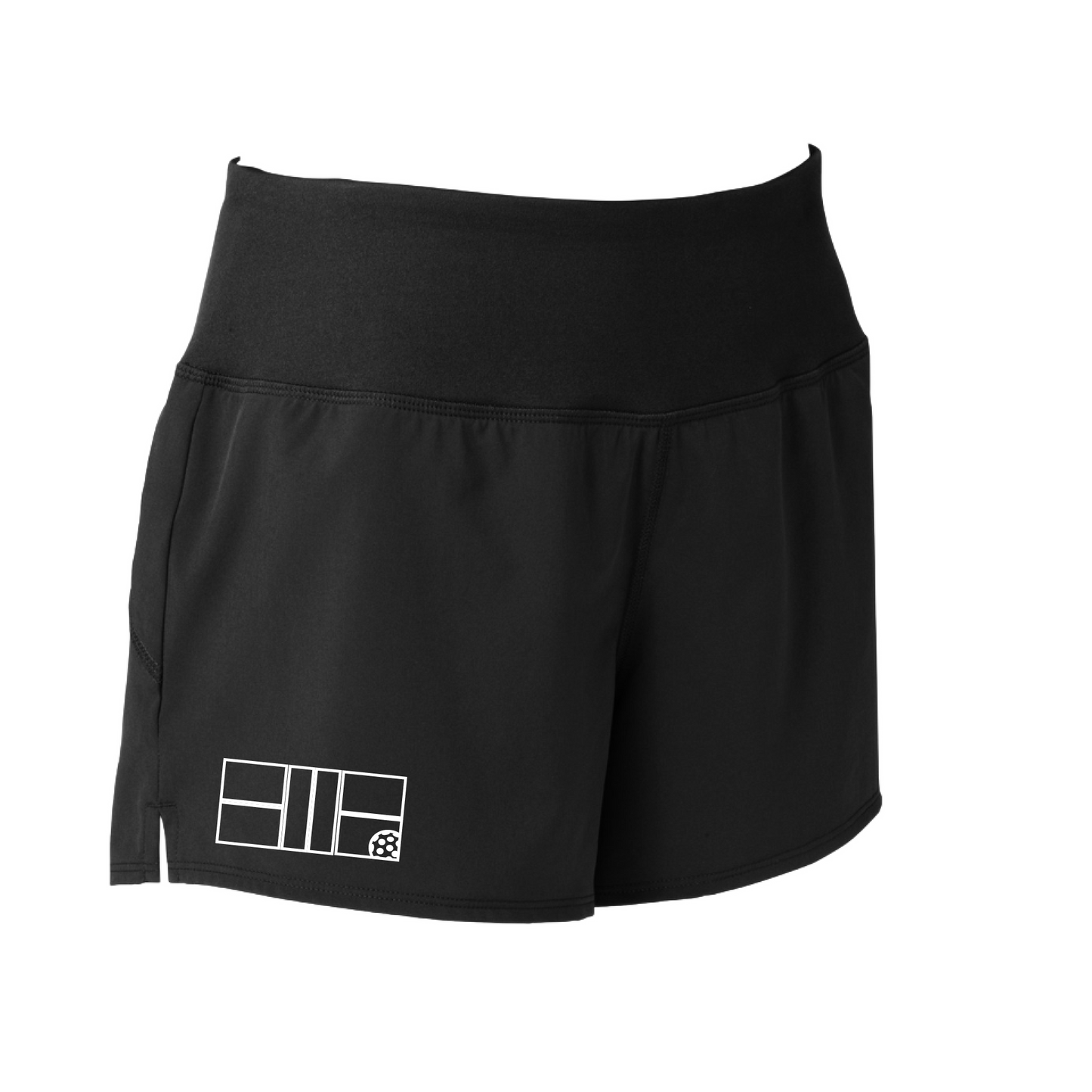 Pickleball Designs: Pickleball Court with Pickleball  Sport Tek women’s repeat shorts come with built-in cell phone pocket on the exterior of the waistband. You can also feel secure knowing that no matter how strenuous the exercise, the shorts will remain in place (it won’t ride up!). These shorts are extremely versatile and trendy. Transition from the Pickleball court to running errands smoothly.