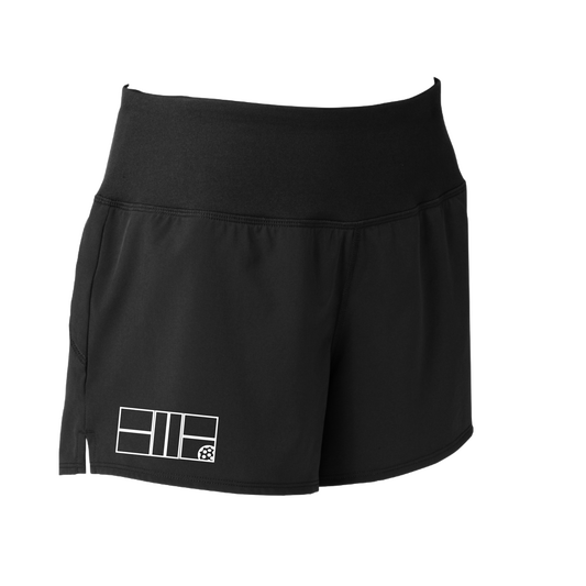 Pickleball Designs: Pickleball Court with Pickleball  Sport Tek women’s repeat shorts come with built-in cell phone pocket on the exterior of the waistband. You can also feel secure knowing that no matter how strenuous the exercise, the shorts will remain in place (it won’t ride up!). These shorts are extremely versatile and trendy. Transition from the Pickleball court to running errands smoothly.