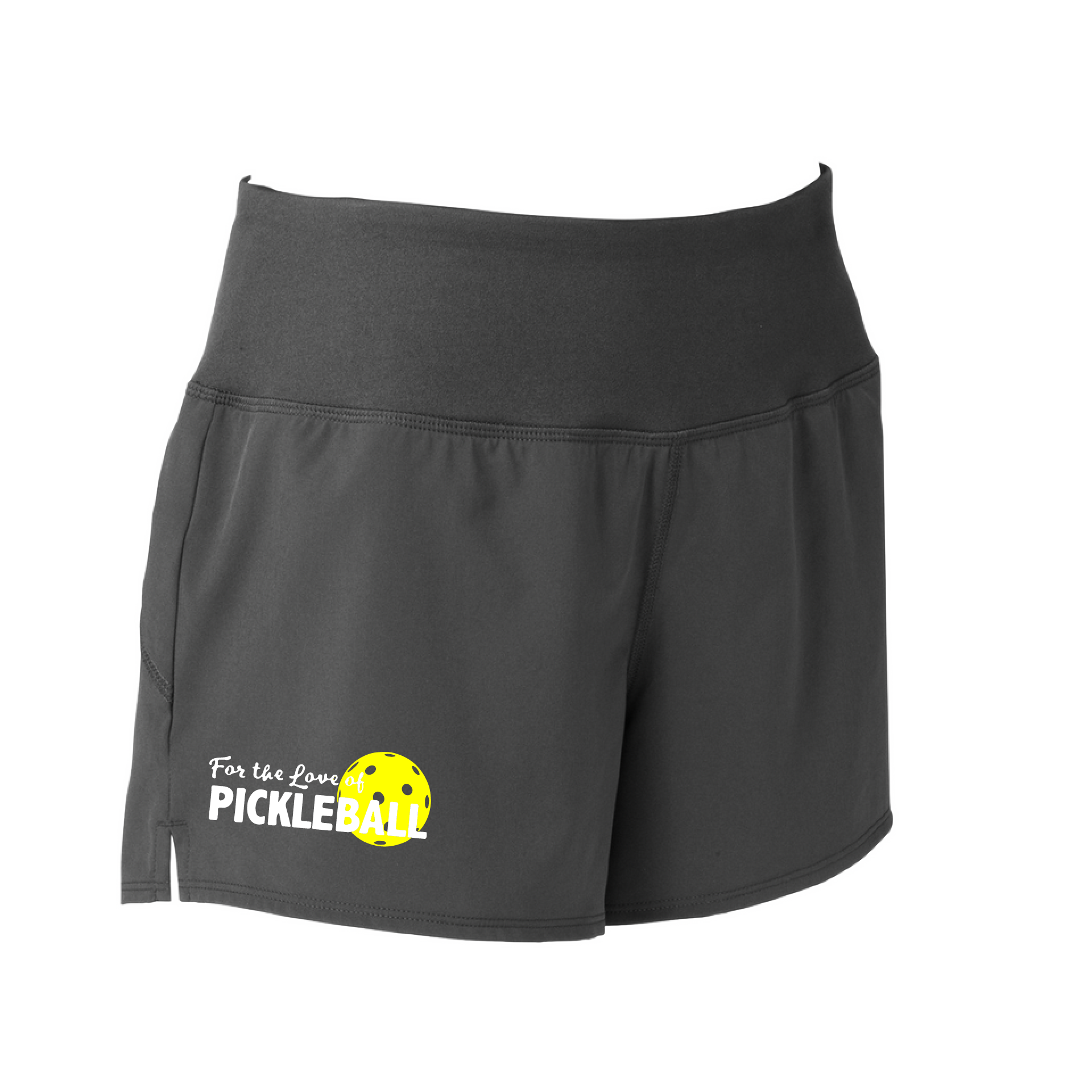 Shorts Pickleball Designs: For the Love of Pickleball  Sport Tek women’s repeat shorts come with built-in cell phone pocket on the exterior of the waistband. You can also feel secure knowing that no matter how strenuous the exercise, the shorts will remain in place (it won’t ride up!). These shorts are extremely versatile and trendy. Transition from the Pickleball court to running errands smoothly.