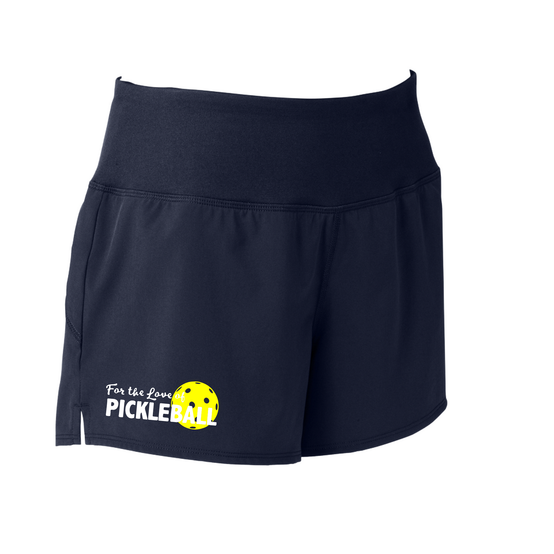 Shorts Pickleball Designs: For the Love of Pickleball  Sport Tek women’s repeat shorts come with built-in cell phone pocket on the exterior of the waistband. You can also feel secure knowing that no matter how strenuous the exercise, the shorts will remain in place (it won’t ride up!). These shorts are extremely versatile and trendy. Transition from the Pickleball court to running errands smoothly.