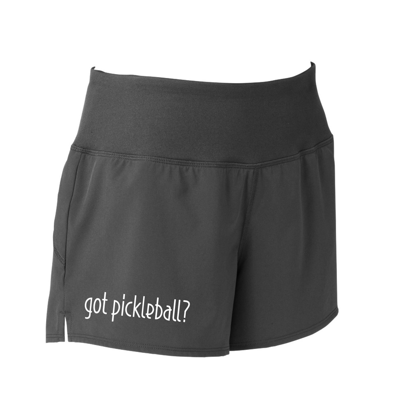 Pickleball Shorts Design: Got Pickleball?  Sport Tek women’s repeat shorts come with built-in cell phone pocket on the exterior of the waistband. You can also feel secure knowing that no matter how strenuous the exercise, the shorts will remain in place (it won’t ride up!). These shorts are extremely versatile and trendy. Transition from the Pickleball court to running errands smoothly.