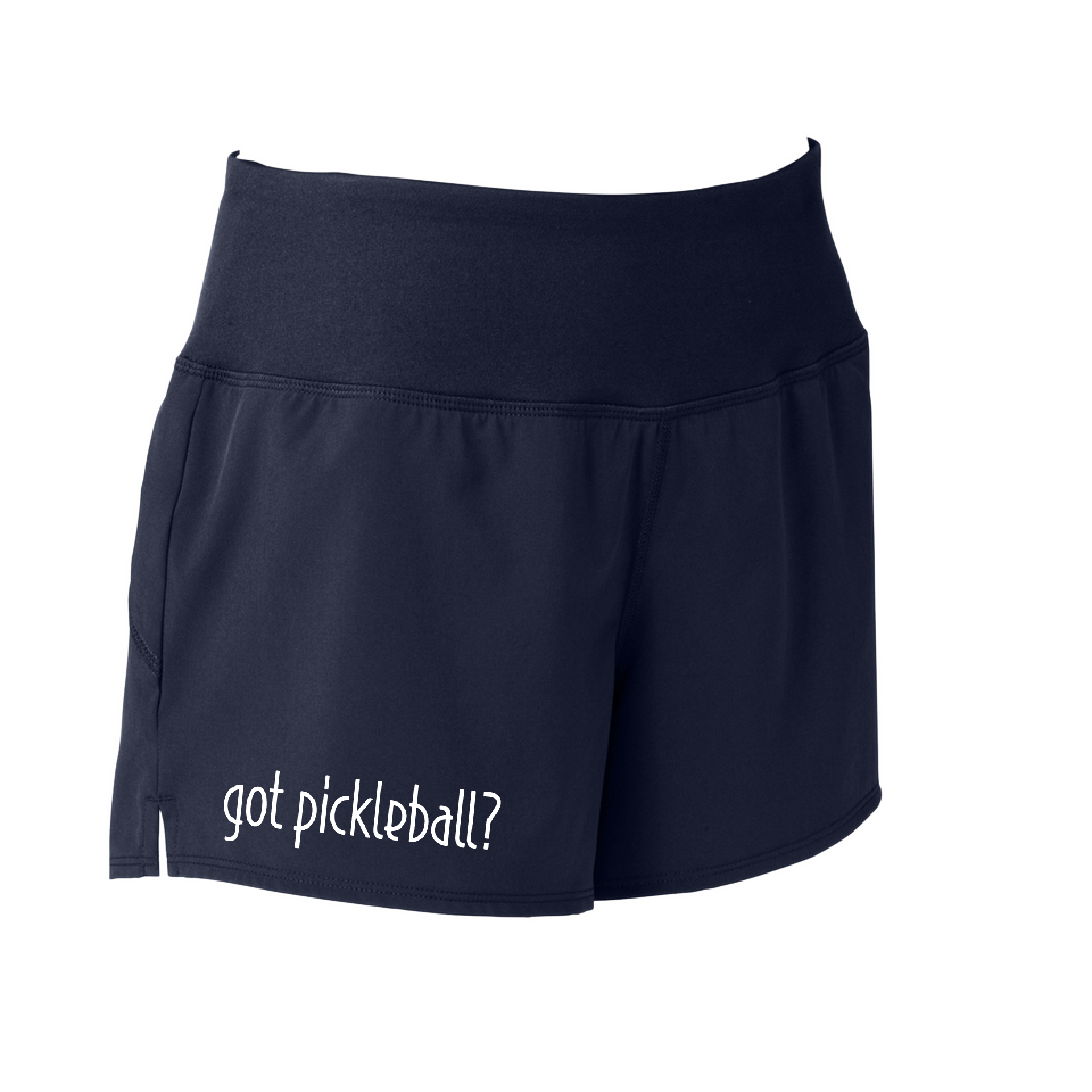 Pickleball Shorts Design: Got Pickleball?  Sport Tek women’s repeat shorts come with built-in cell phone pocket on the exterior of the waistband. You can also feel secure knowing that no matter how strenuous the exercise, the shorts will remain in place (it won’t ride up!). These shorts are extremely versatile and trendy. Transition from the Pickleball court to running errands smoothly.