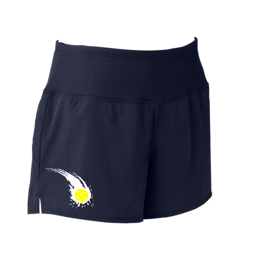 Pickleball Shorts Designs: Pickleball Impact  Sport Tek women’s repeat shorts come with built-in cell phone pocket on the exterior of the waistband. You can also feel secure knowing that no matter how strenuous the exercise, the shorts will remain in place (it won’t ride up!). These shorts are extremely versatile and trendy. Transition from the Pickleball court to running errands smoothly.