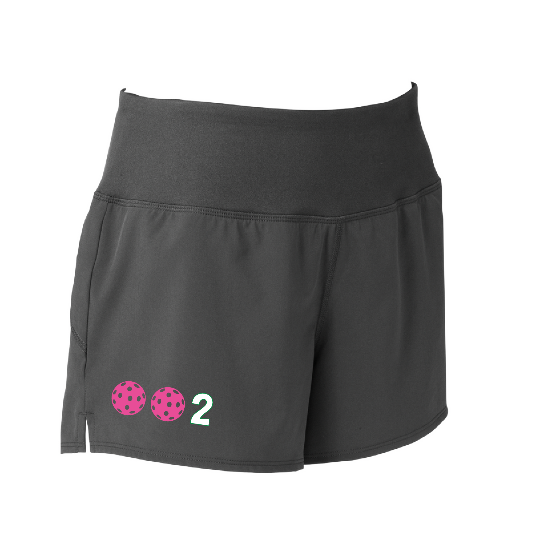 Designs: 002 with customizable Pickleballs (Yellow, White, Pink, Green).  Sport Tek women’s repeat shorts come with built-in cell phone pocket on the exterior of the waistband. You can also feel secure knowing that no matter how strenuous the exercise, the shorts will remain in place (it won’t ride up!). These shorts are extremely versatile and trendy. Transition from the Pickleball court to running errands smoothly