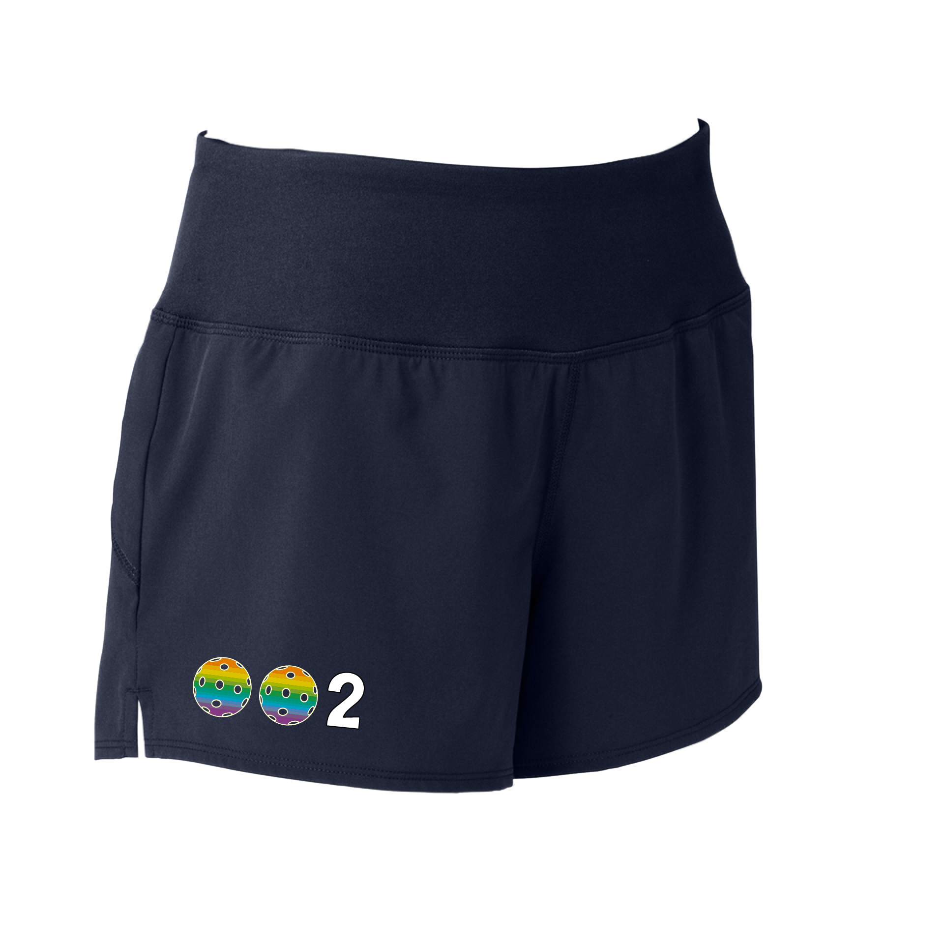 Designs: 002 with customizable Pickleballs (Cyan, Orange, Purple, Rainbow.)  Sport Tek women’s repeat shorts come with built-in cell phone pocket on the exterior of the waistband. You can also feel secure knowing that no matter how strenuous the exercise, the shorts will remain in place (it won’t ride up!). These shorts are extremely versatile and trendy. Transition from the Pickleball court to running errands smoothly.